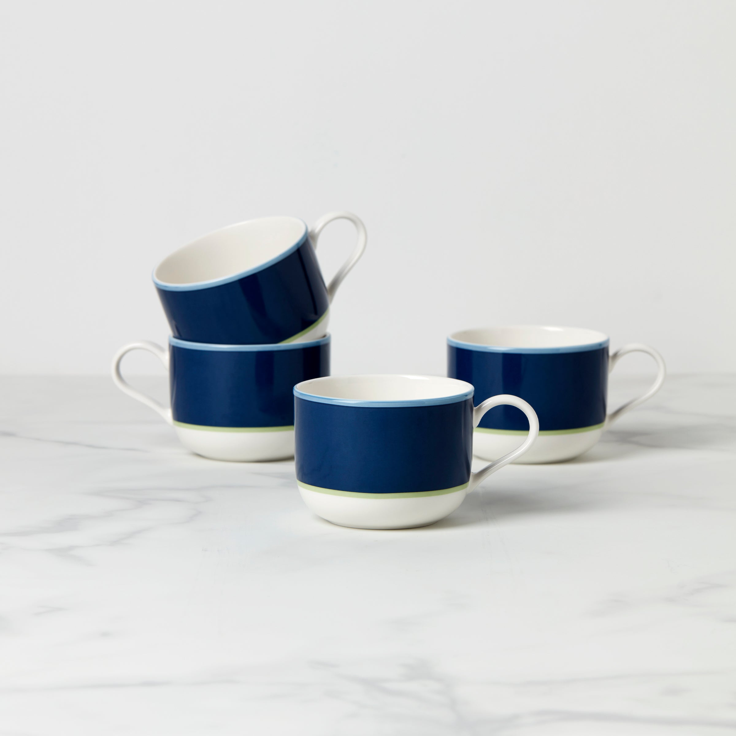 Kate Spade New York Navy & Green Ceramic Mug Set - 4 Pack
