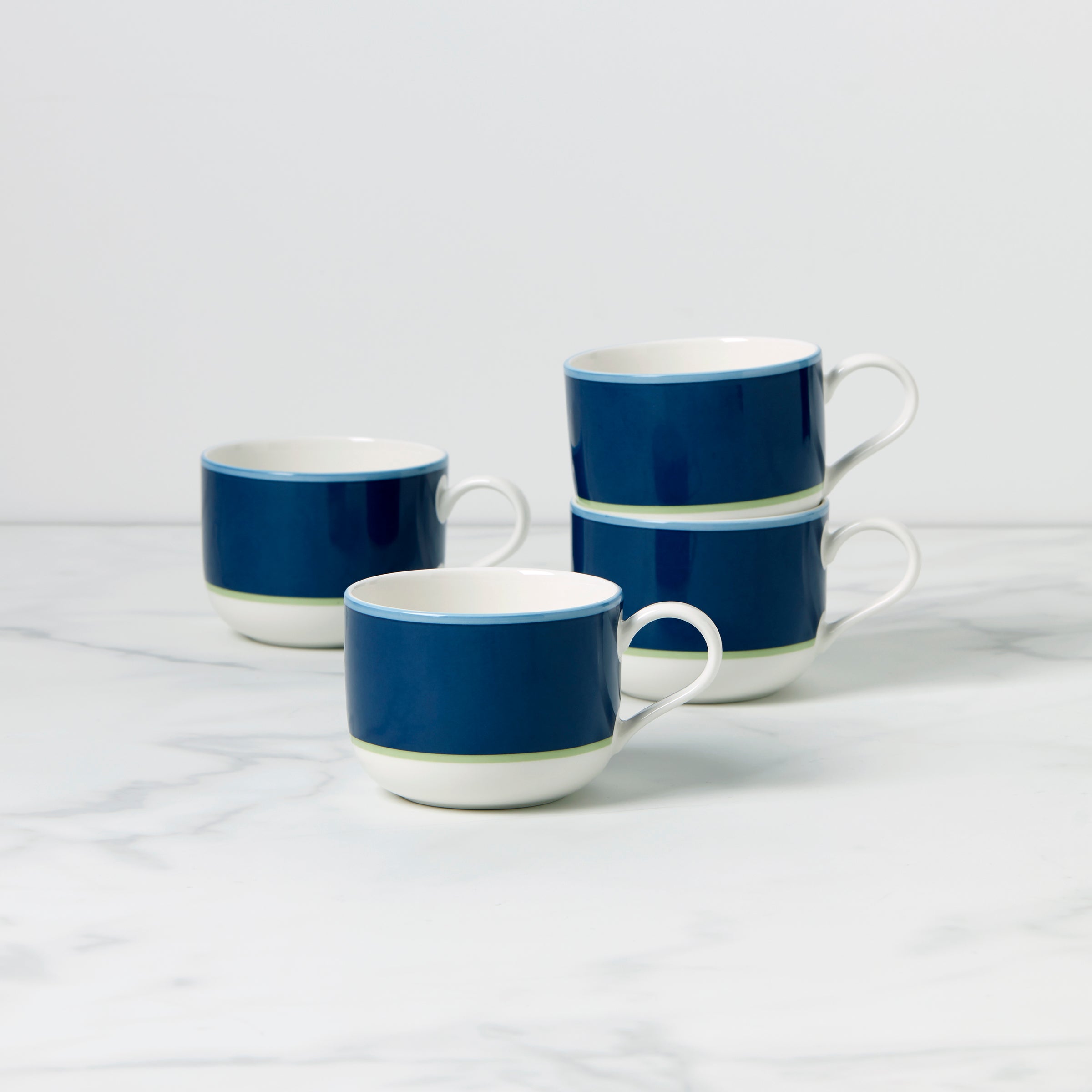 Kate Spade New York Navy & Green Ceramic Mug Set - 4 Pack