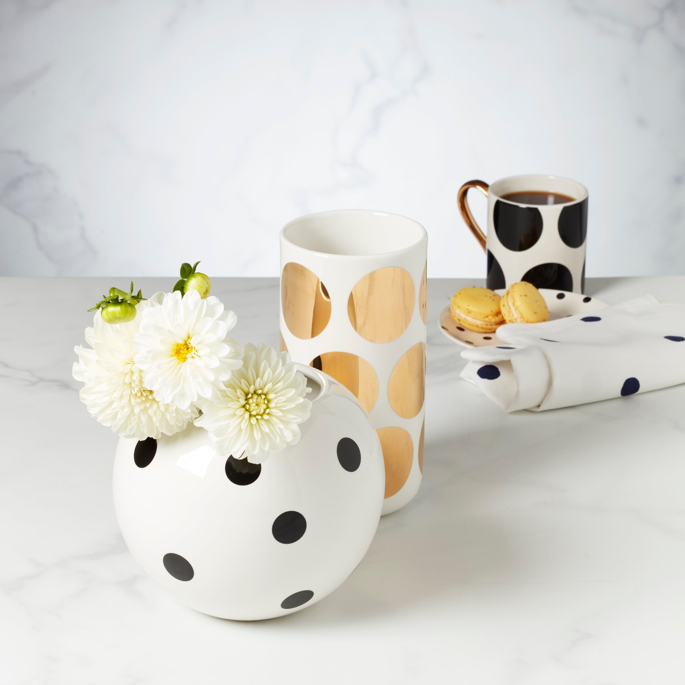On The Dot Polka Dot Coffee Mugs - Set of 2