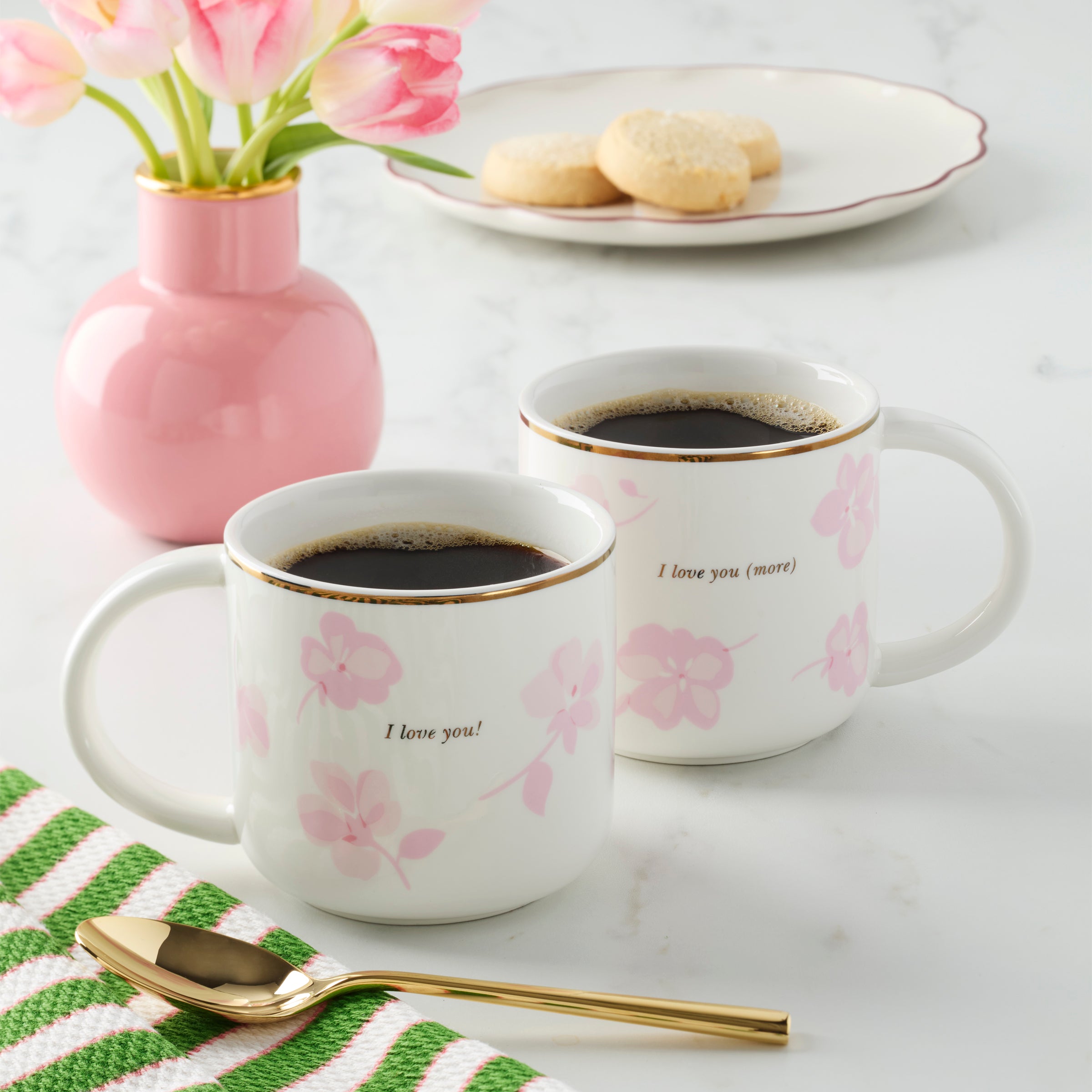 Kate Spade Spring Pansies Coffee Mugs - Set of 2