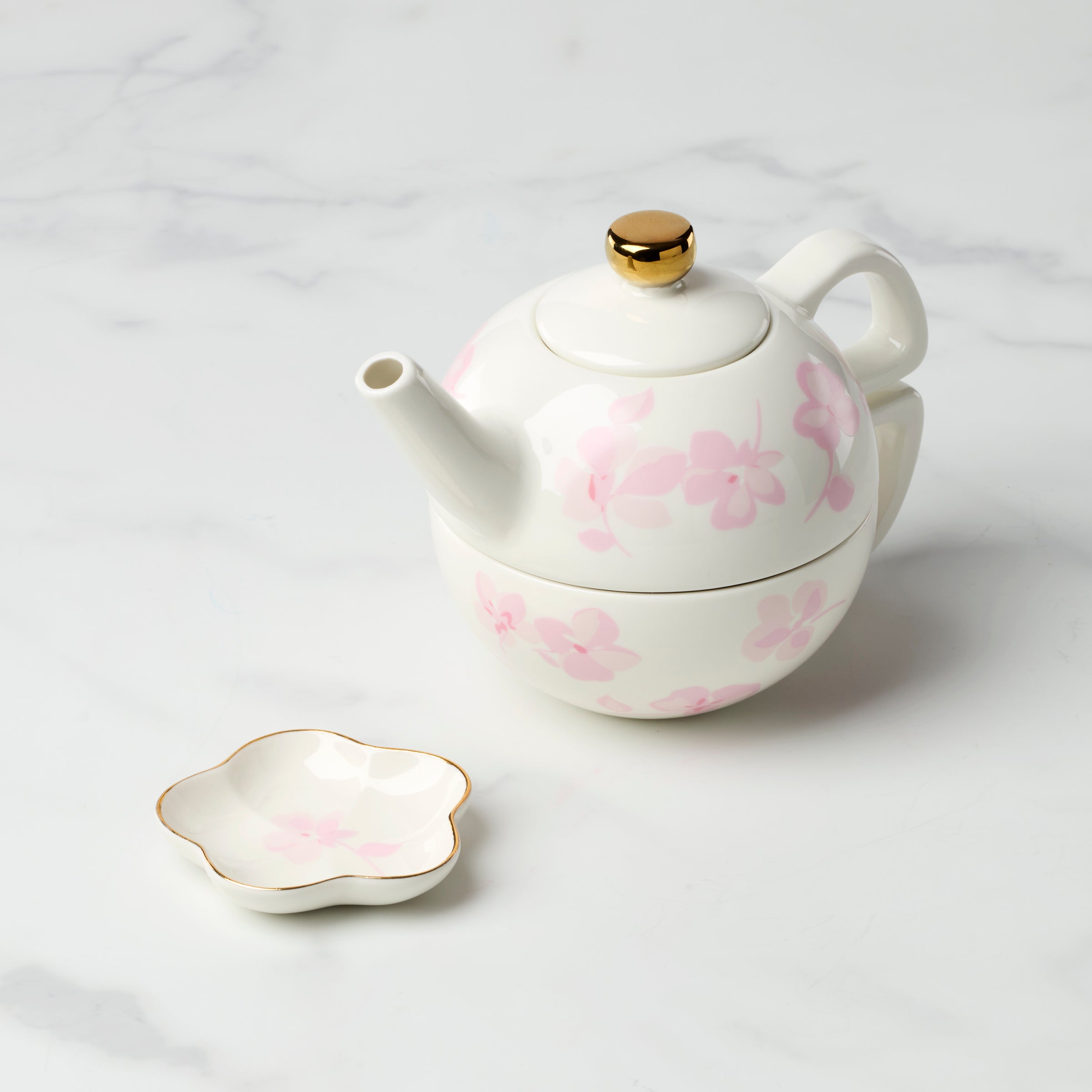 Kate Spade Spring Pansies Tea Set with Bag Holder