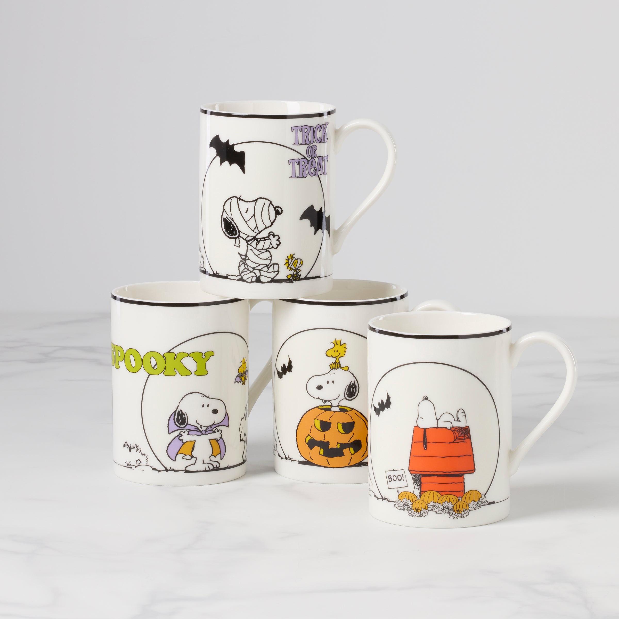 Halloween Pumpkin Mugs Set - The Great Pumpkin Collection (4-Pack)