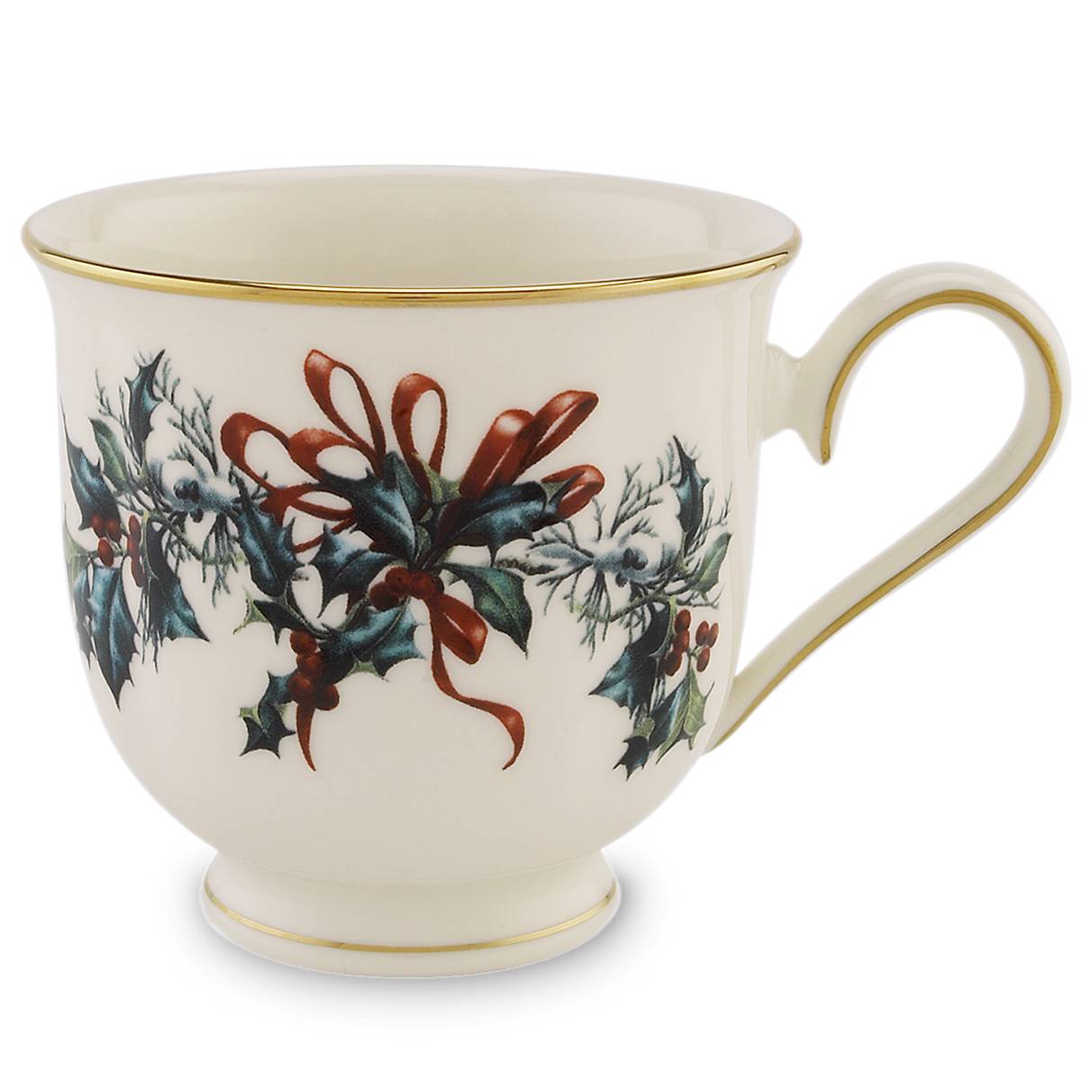 Lenox Winter Greetings Porcelain Teacup with Gold Accents