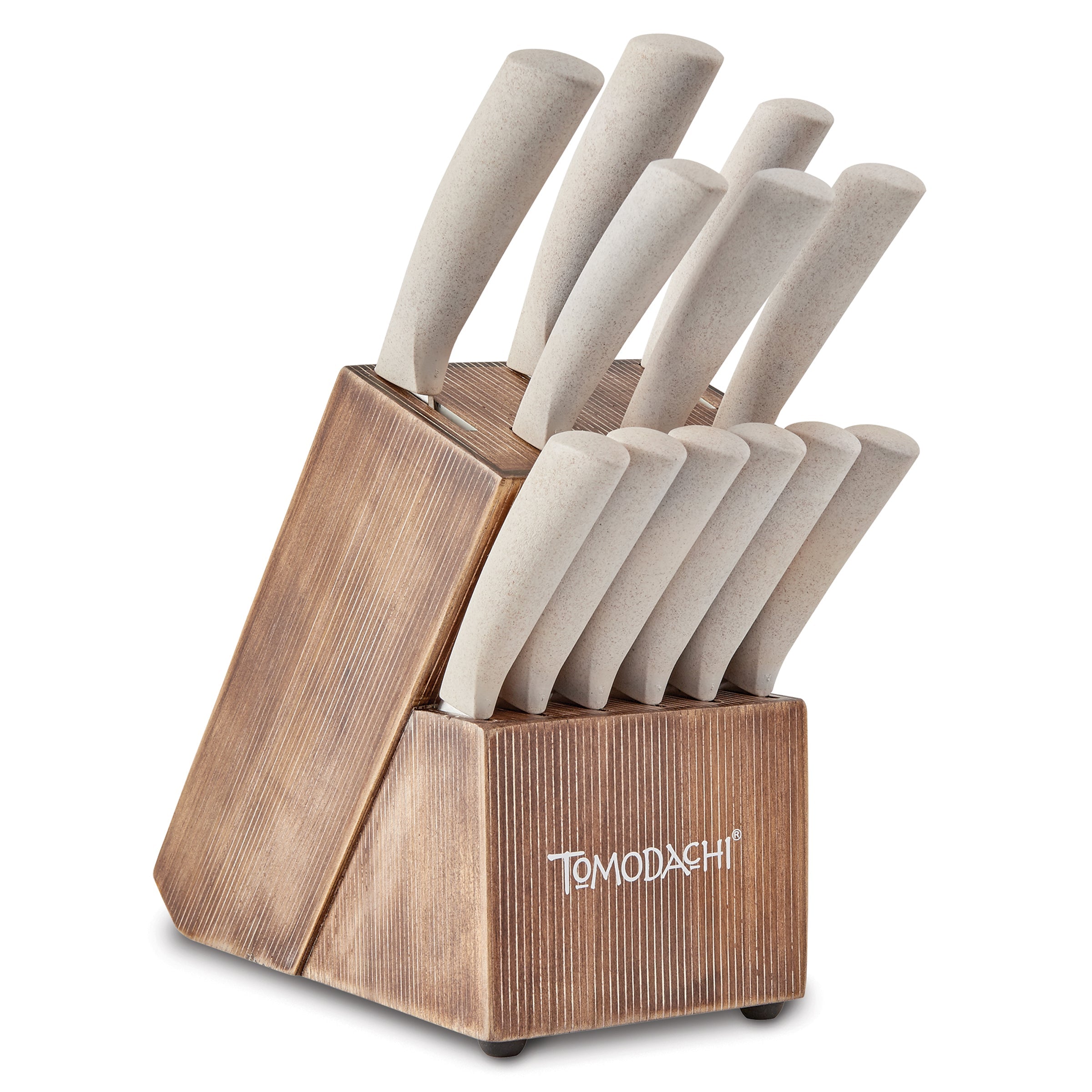 Acacia Wood Knife Block Set - 13 Piece Cutlery Set for Kitchen