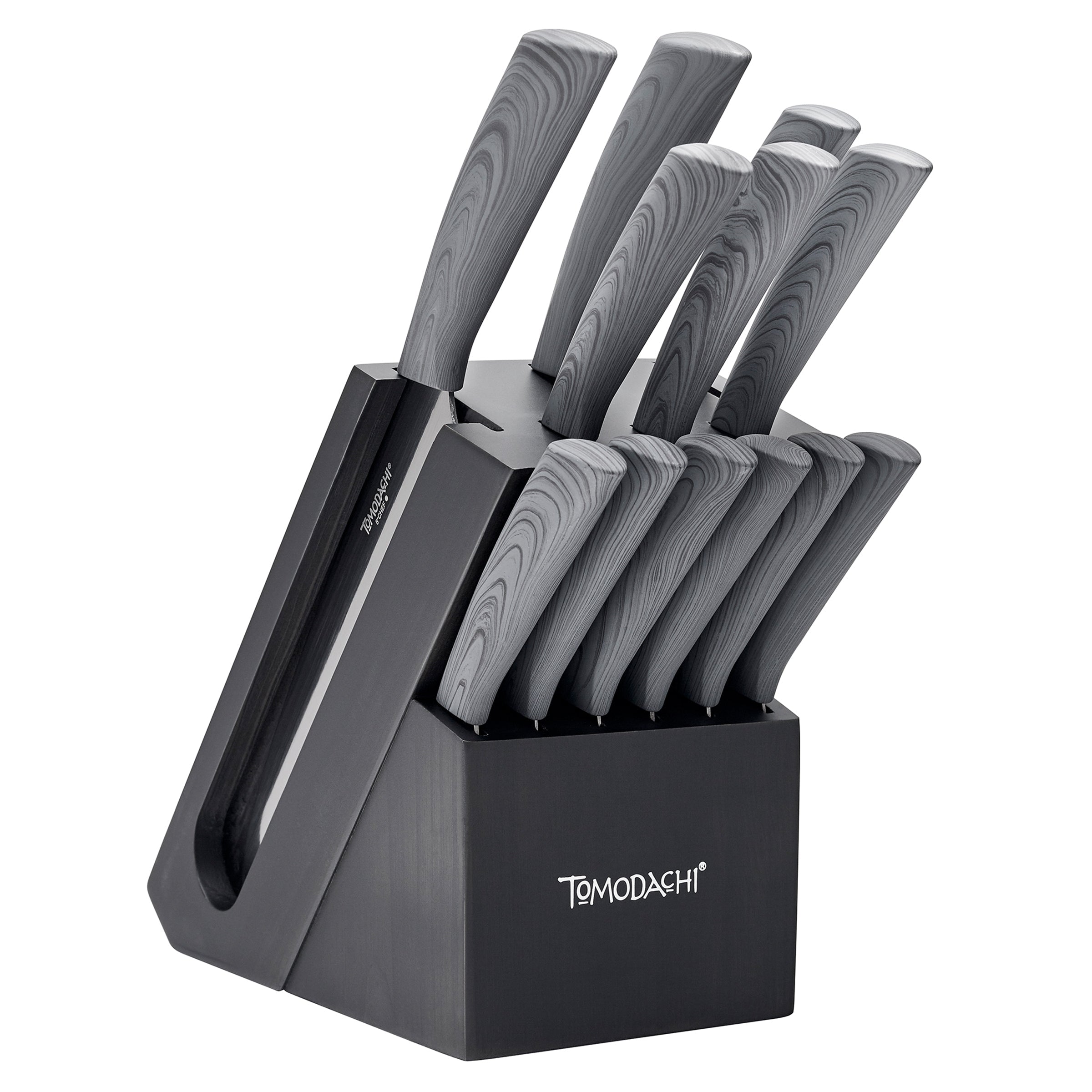Tomodachi Raintree Ash 13-Piece Knife Block Set with Titanium Blades