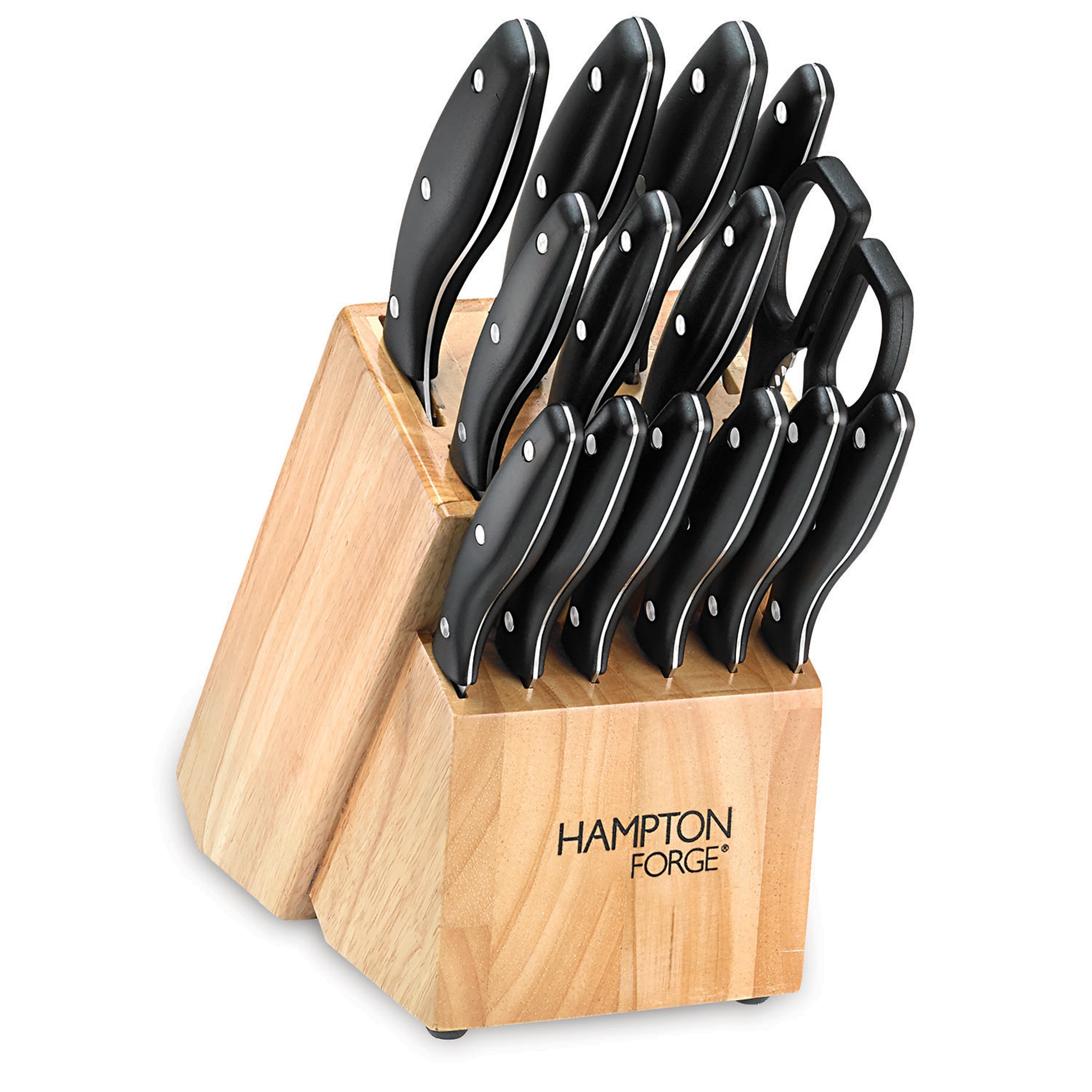 Hampton Forge Rochester 15-Piece Knife Block Set with Wood Storage