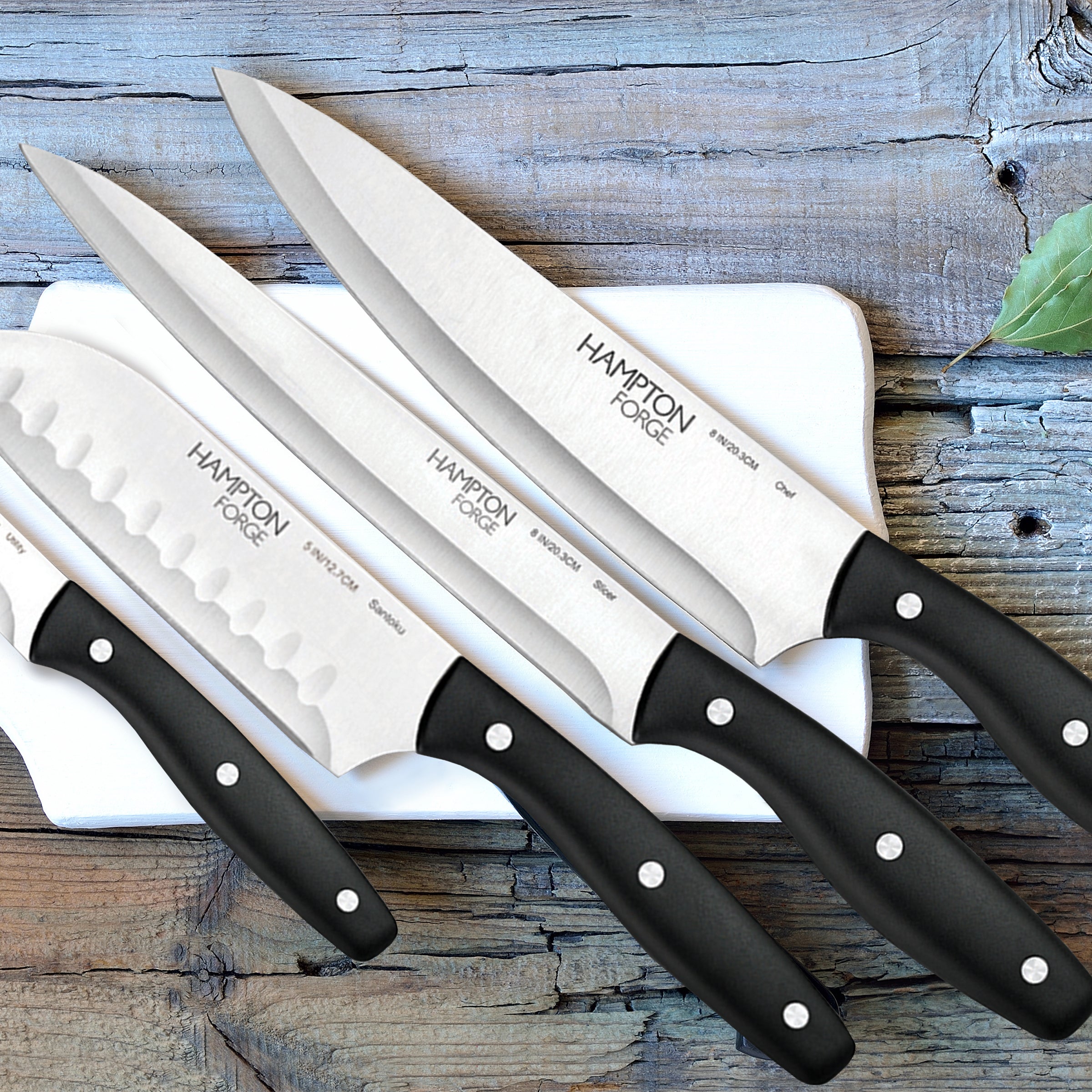 Hampton Forge Rochester 15-Piece Knife Block Set with Wood Storage