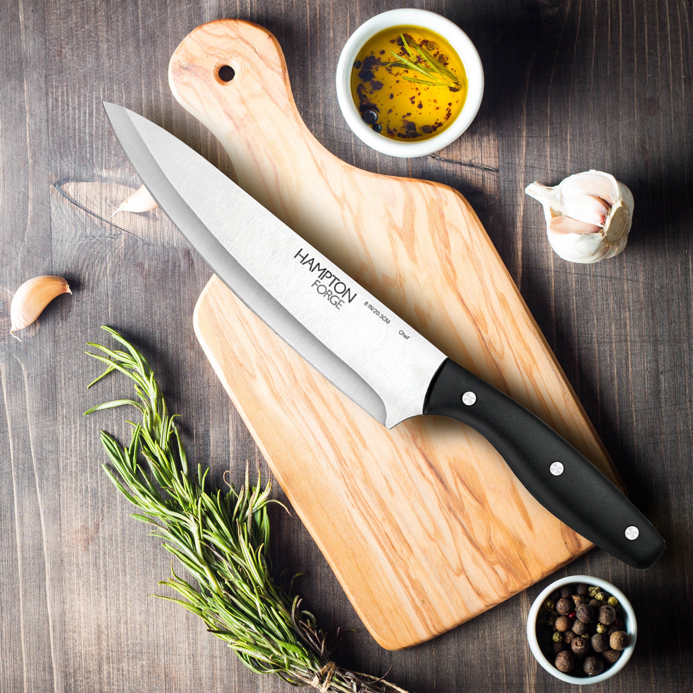 Hampton Forge Rochester 15-Piece Knife Block Set with Wood Storage