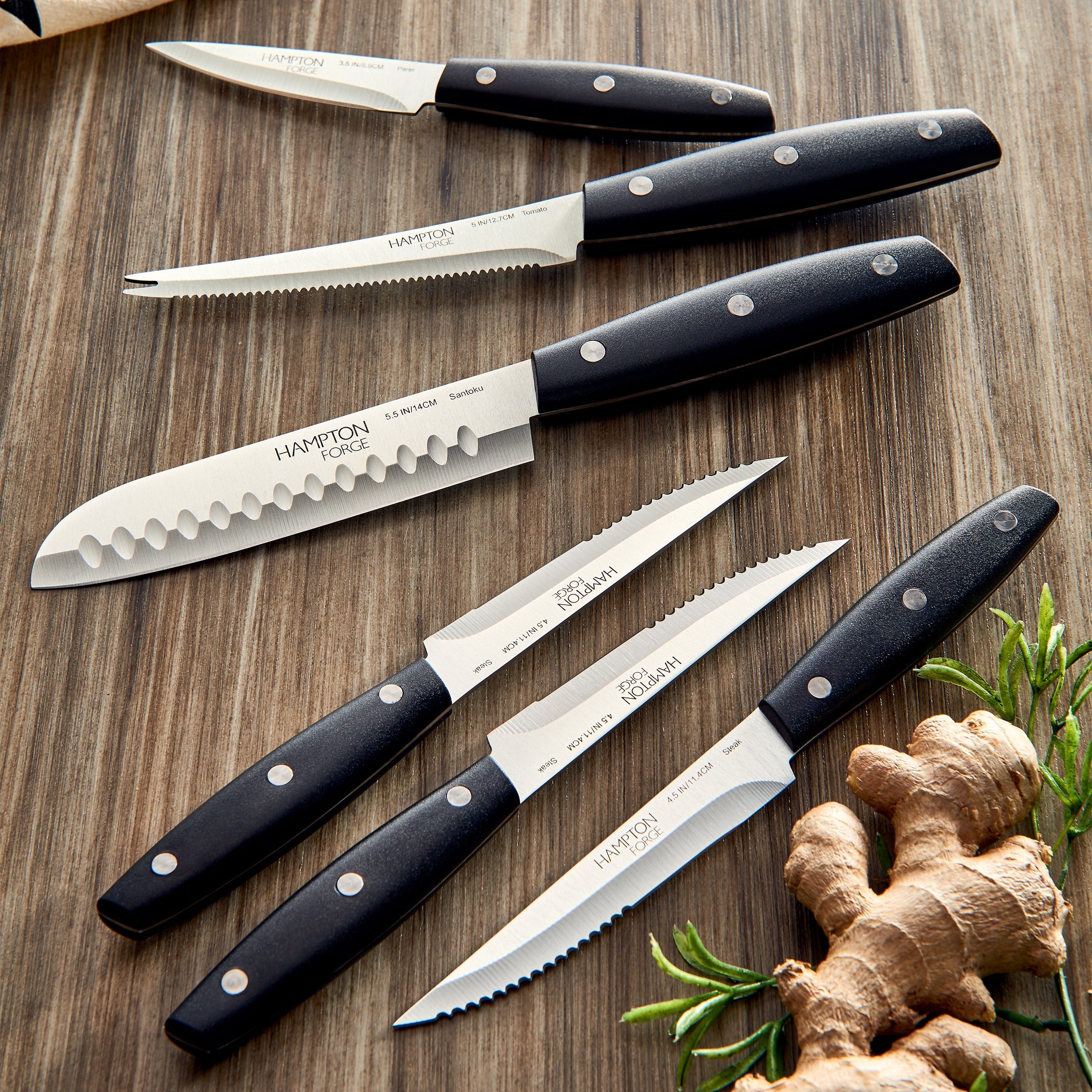 Hampton Forge Atlantis 20-Piece Stainless Steel Knife Block Set