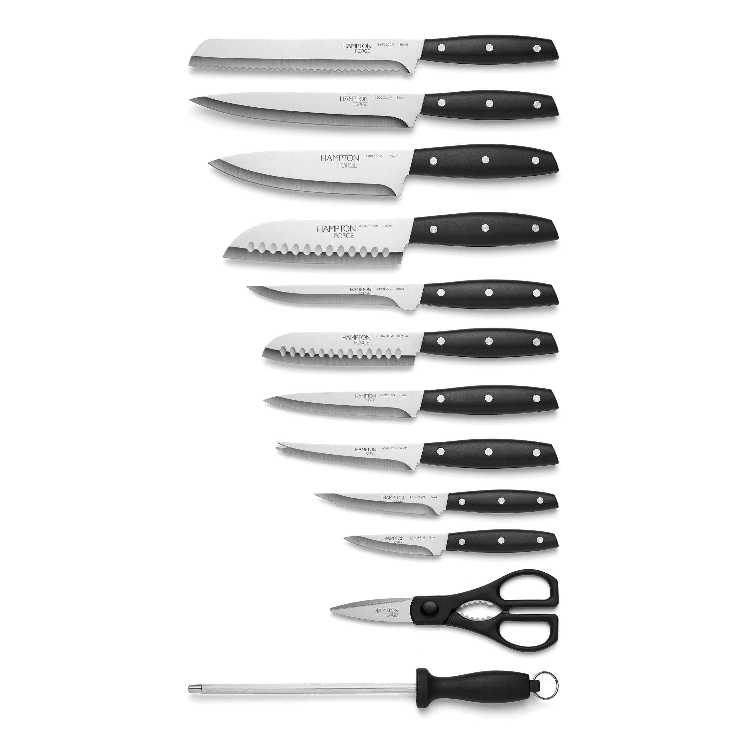 Hampton Forge Atlantis 20-Piece Stainless Steel Knife Block Set