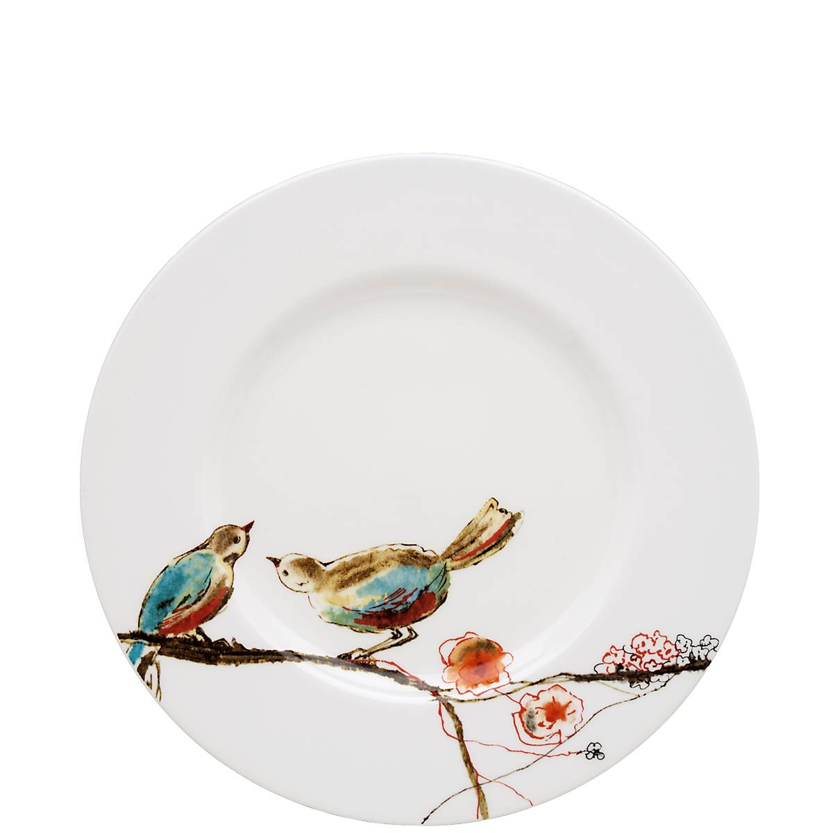 Porcelain Chirp Salad Plate with Floral Bird Design for Dining