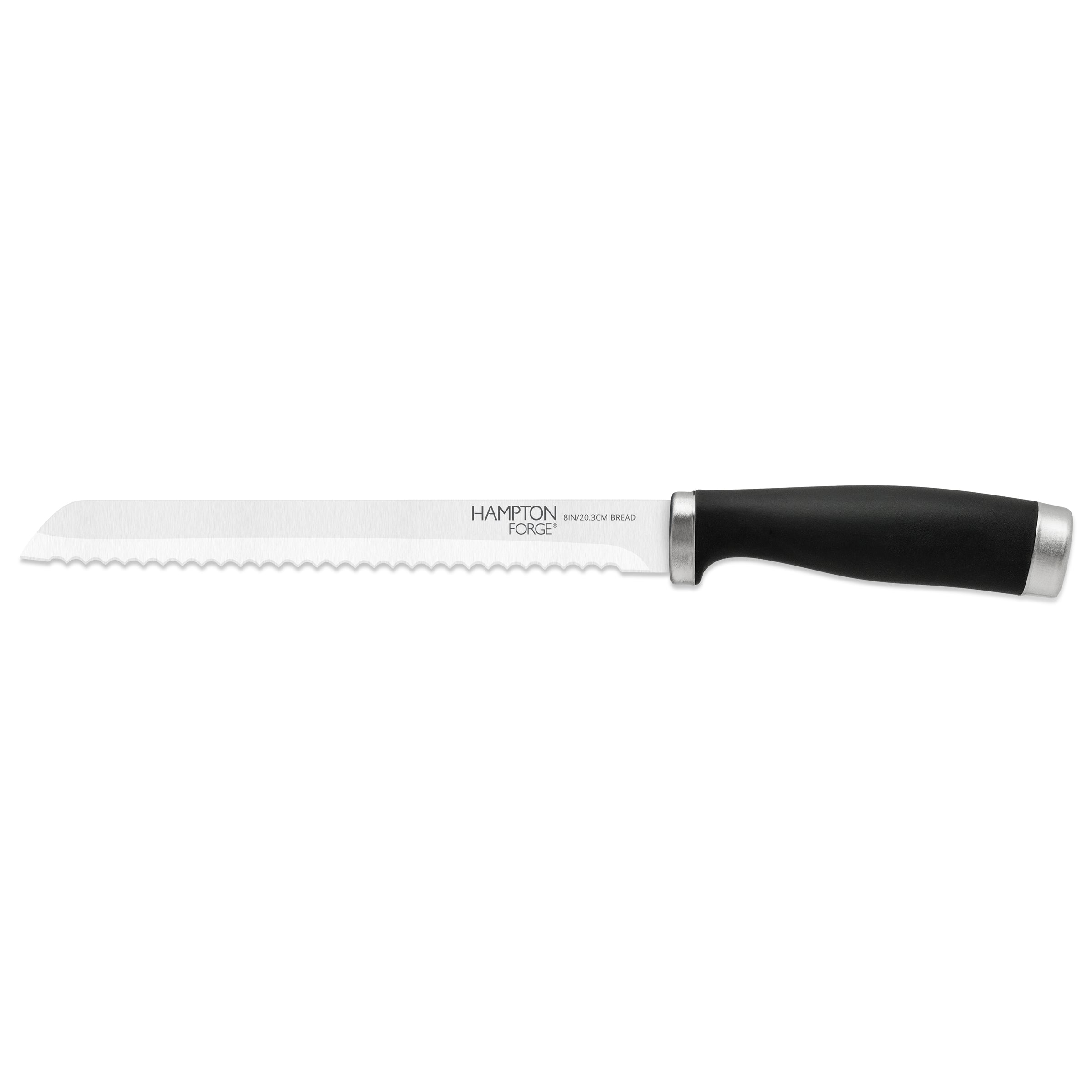 Epicure 8" Serrated Bread Knife with Soft-Grip Handle & Blade Guard
