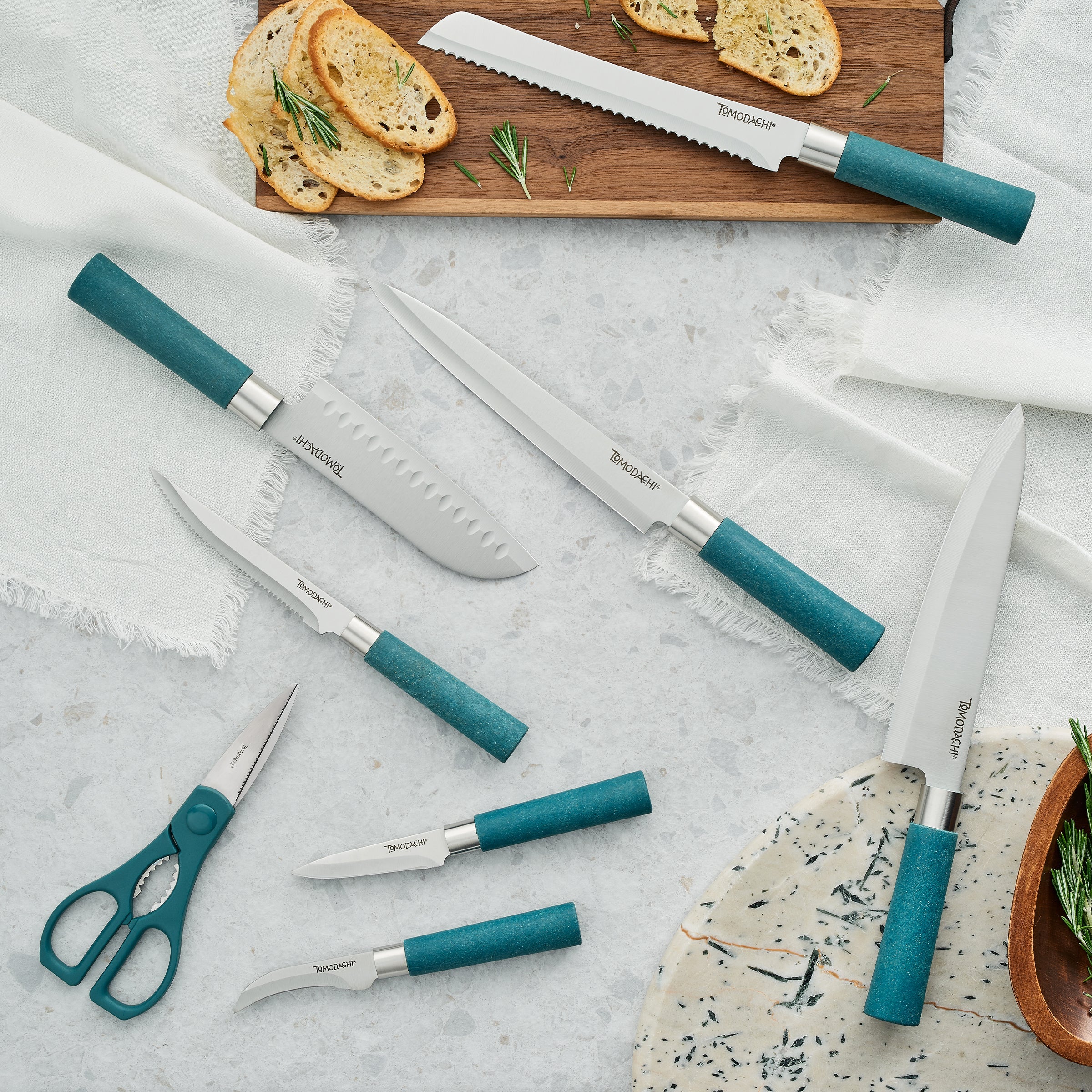 Haruto 15-Piece Stainless Steel Knife Set with Eco-Friendly Handles