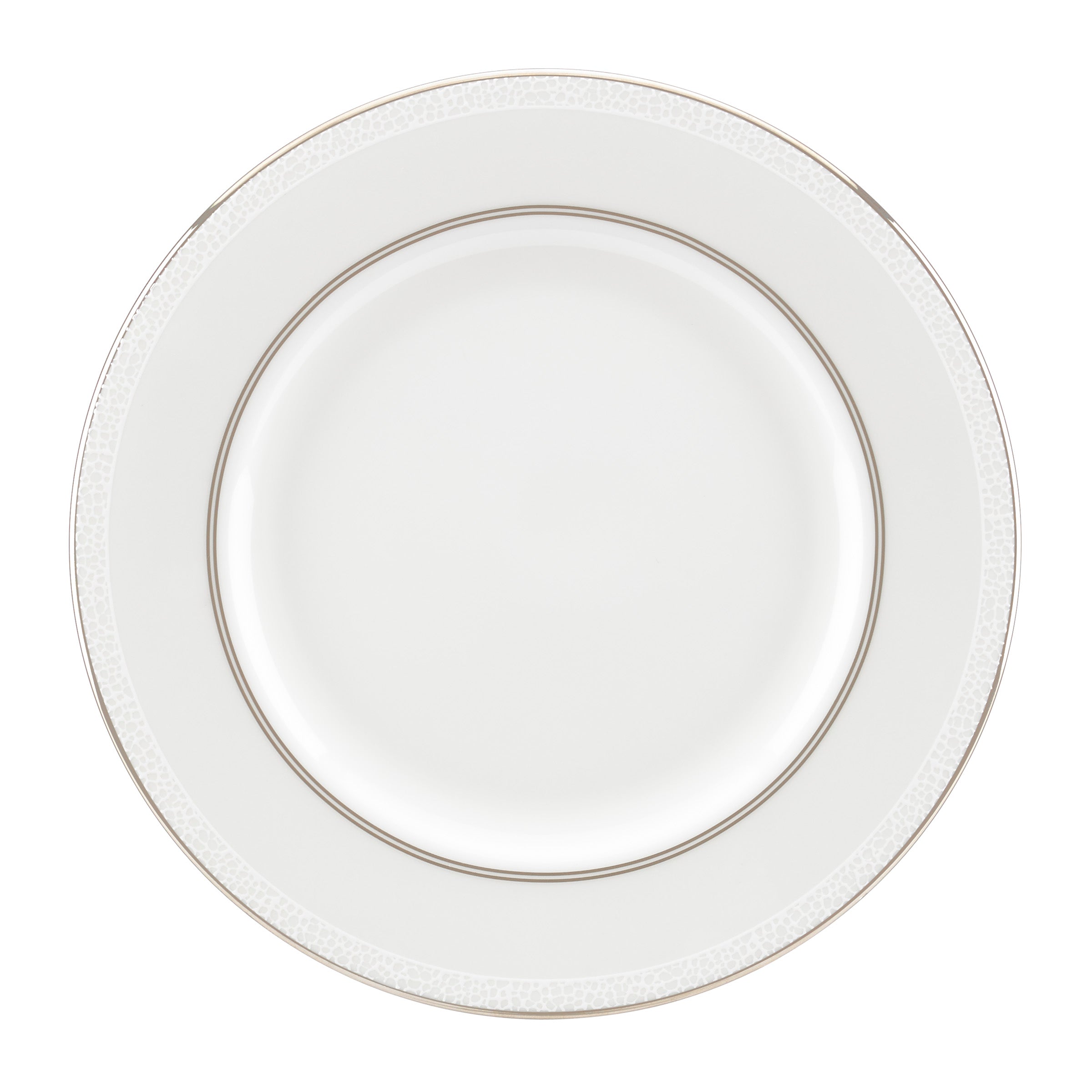 Kate Spade Cypress Point White Bone China Salad Plate with Platinum Accents