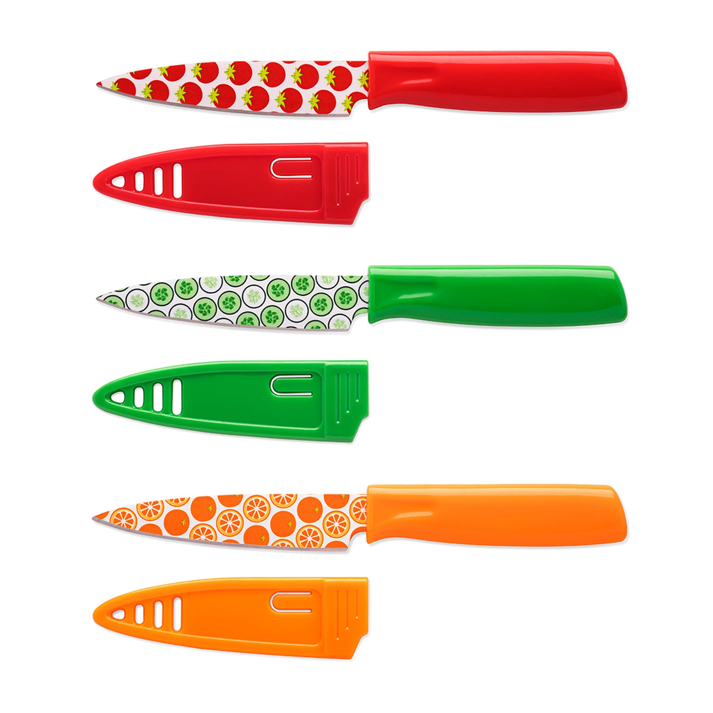 Tomodachi Colorful 3-Piece Paring Knife Set with Blade Guards