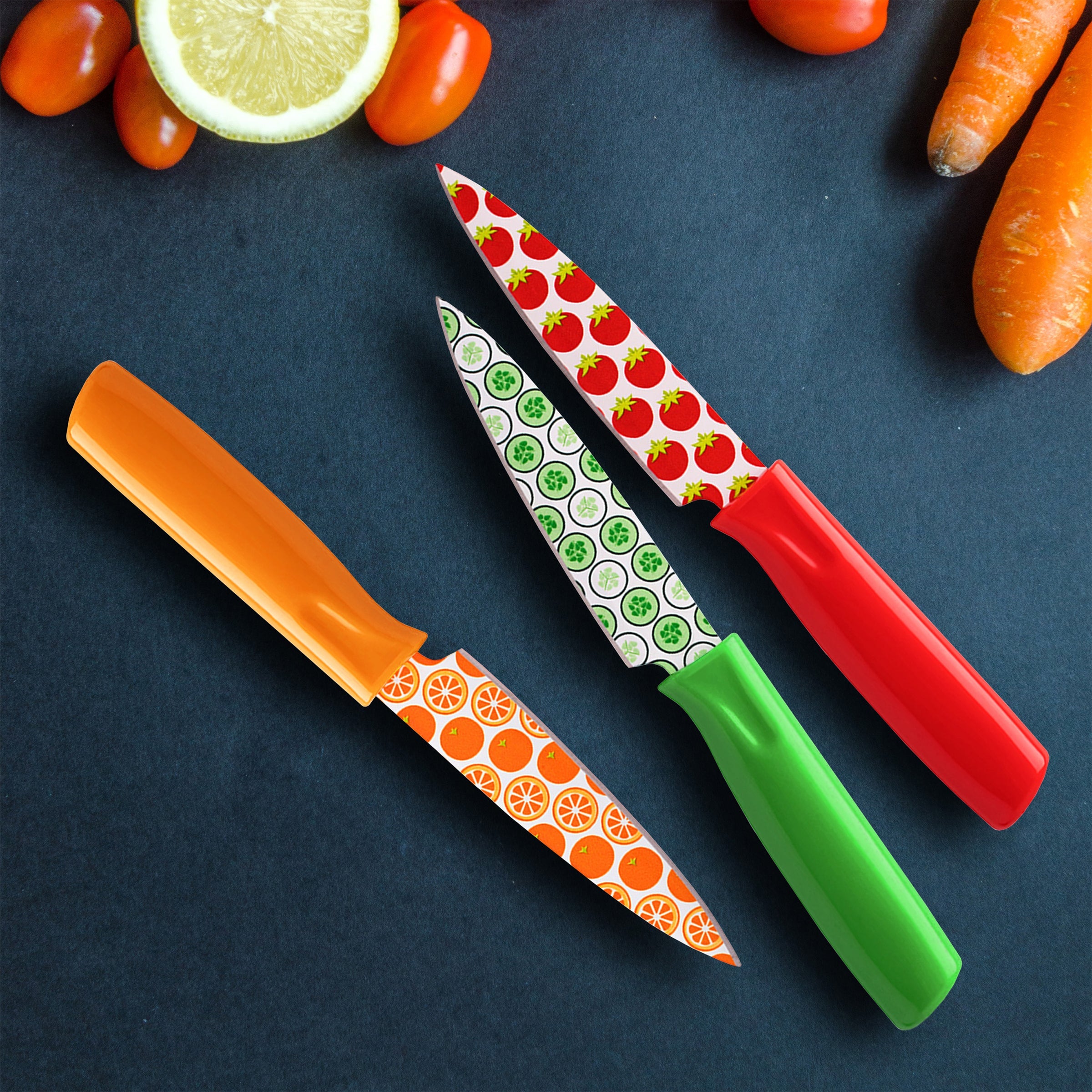 Tomodachi Colorful 3-Piece Paring Knife Set with Blade Guards