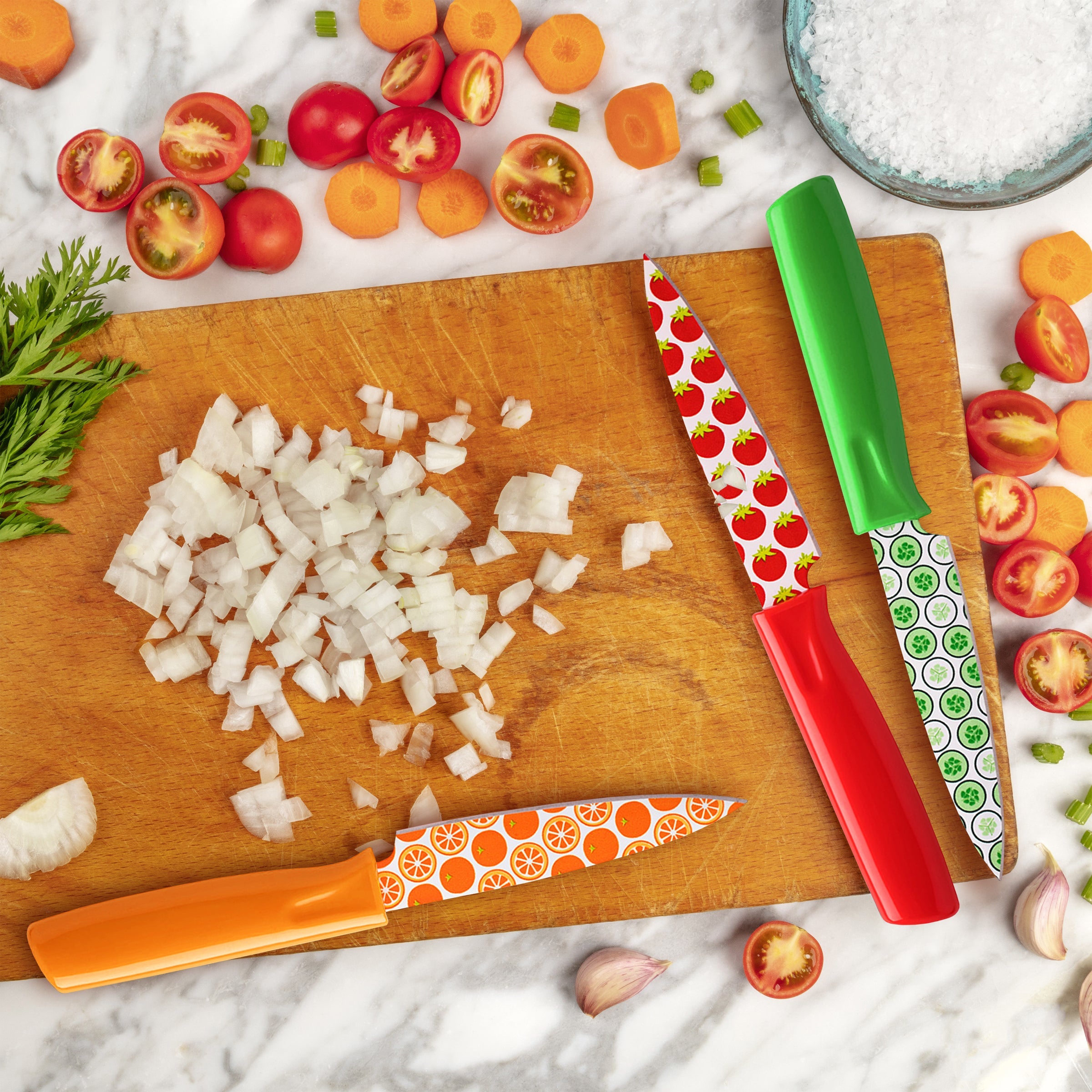 Tomodachi Colorful 3-Piece Paring Knife Set with Blade Guards