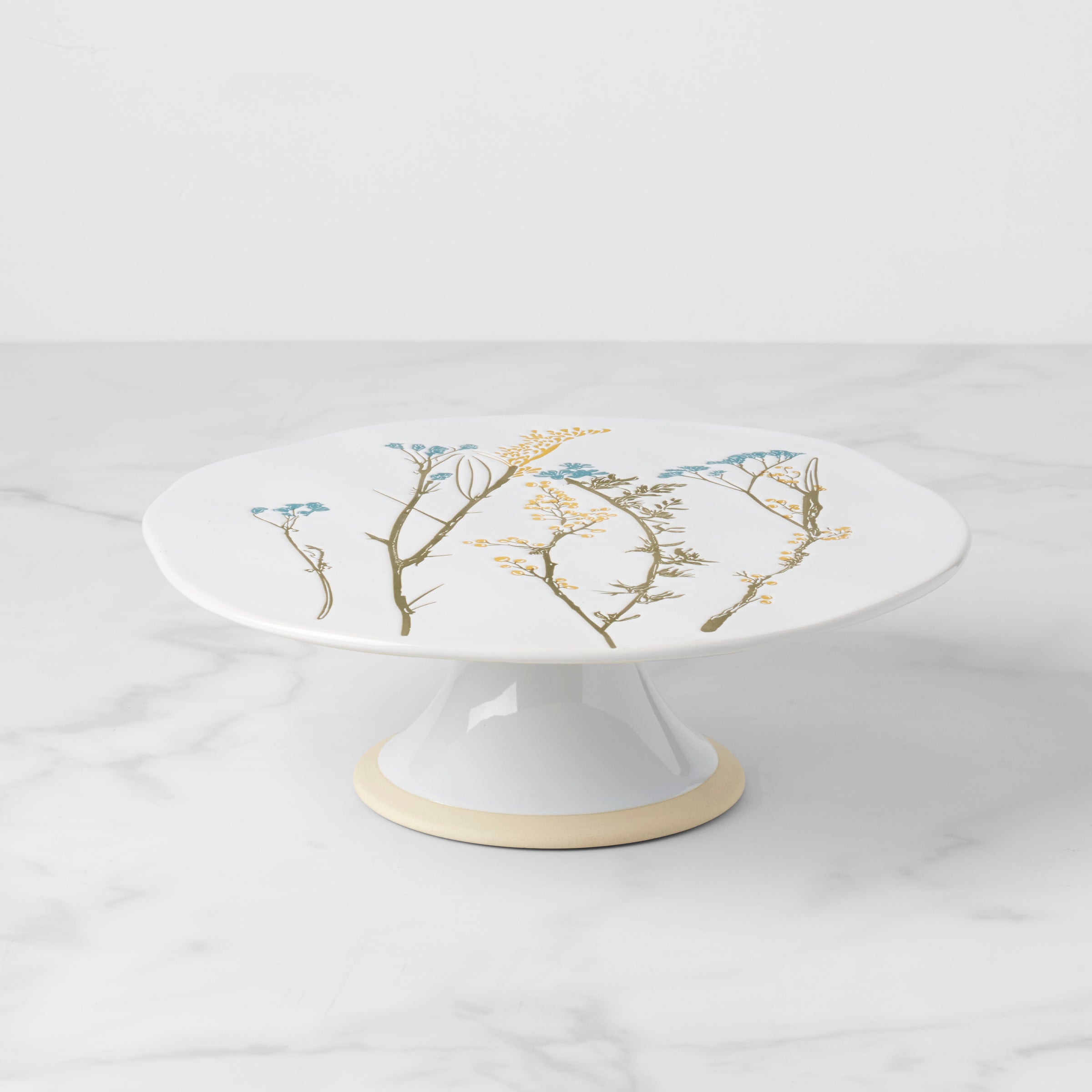 Wildflowers Stoneware Cake Plate for Spring & Summer Parties