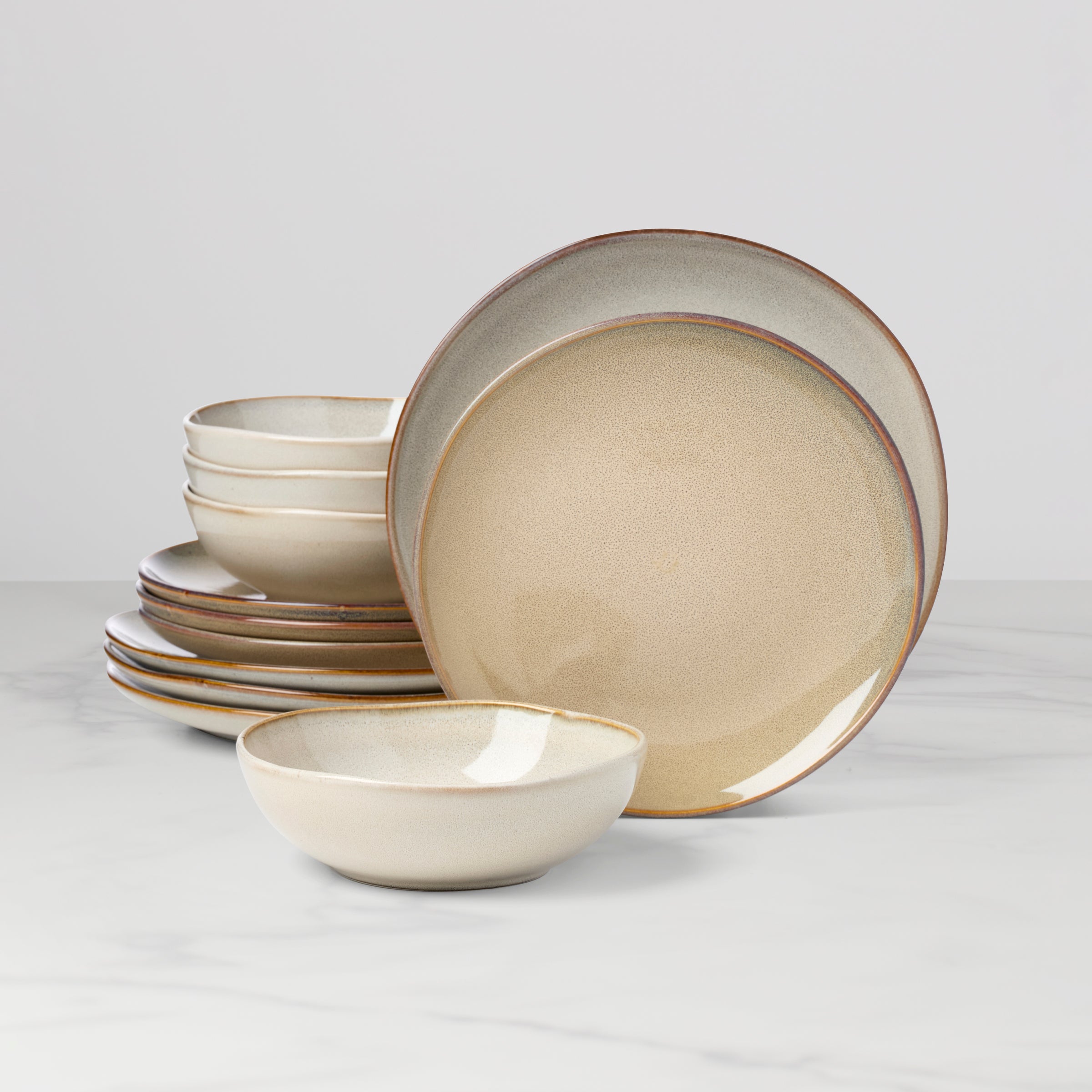 Organic Shades Oatmeal Stoneware Dinnerware Set - 12-Piece