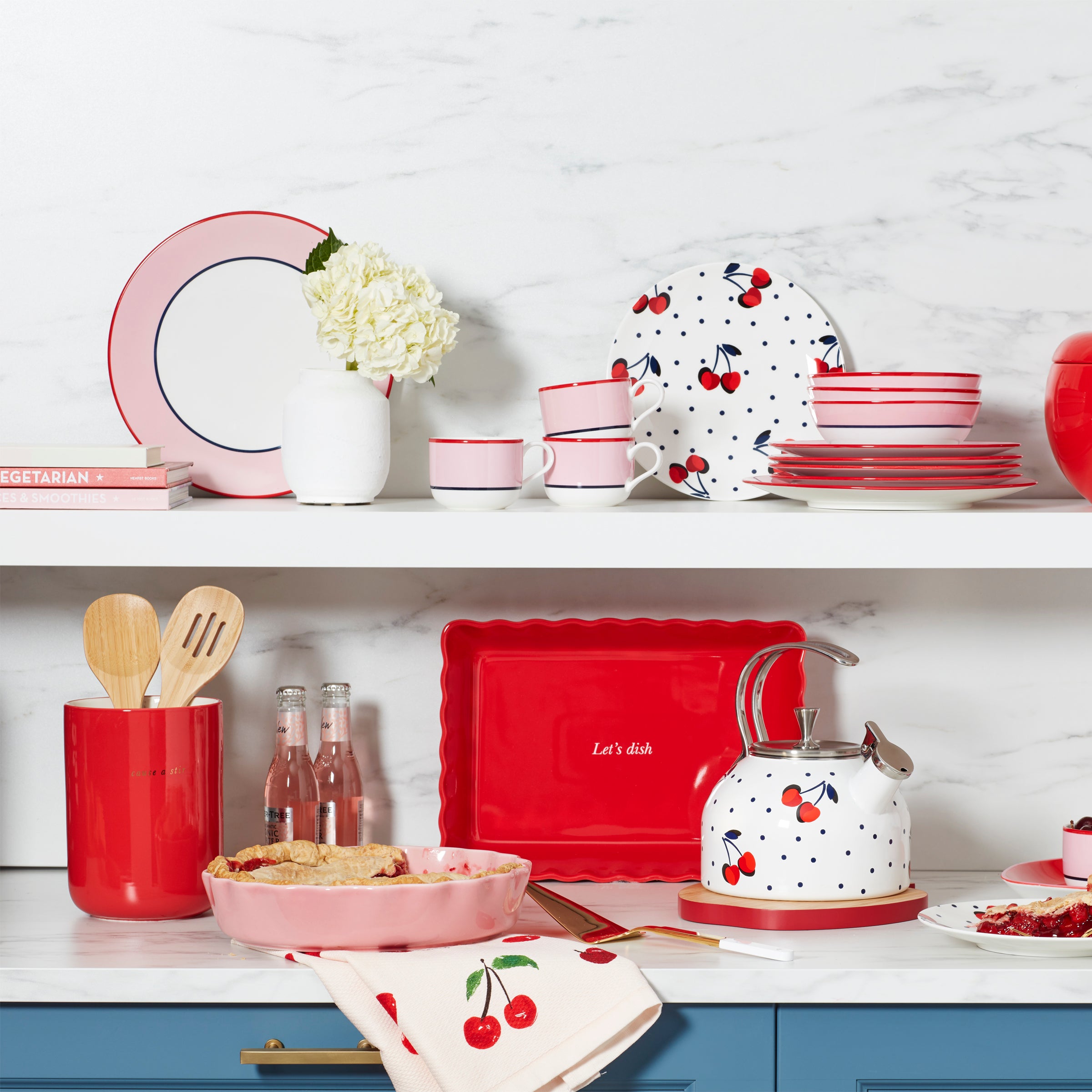 Pink and Navy Dinnerware Set - 12-Piece Make It Pop Collection