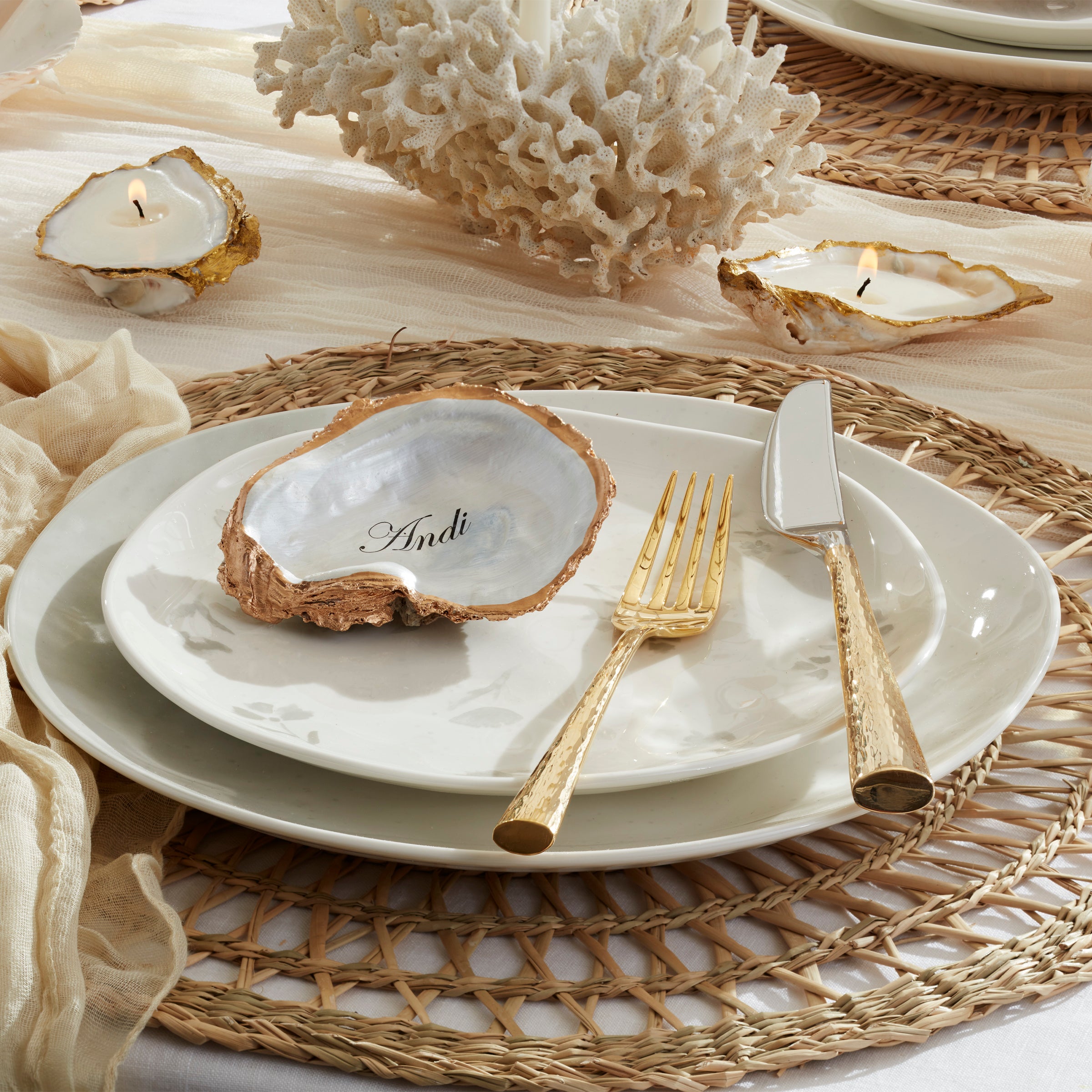Oyster Bay 12-Piece Porcelain Dinnerware Set with Gray Accents