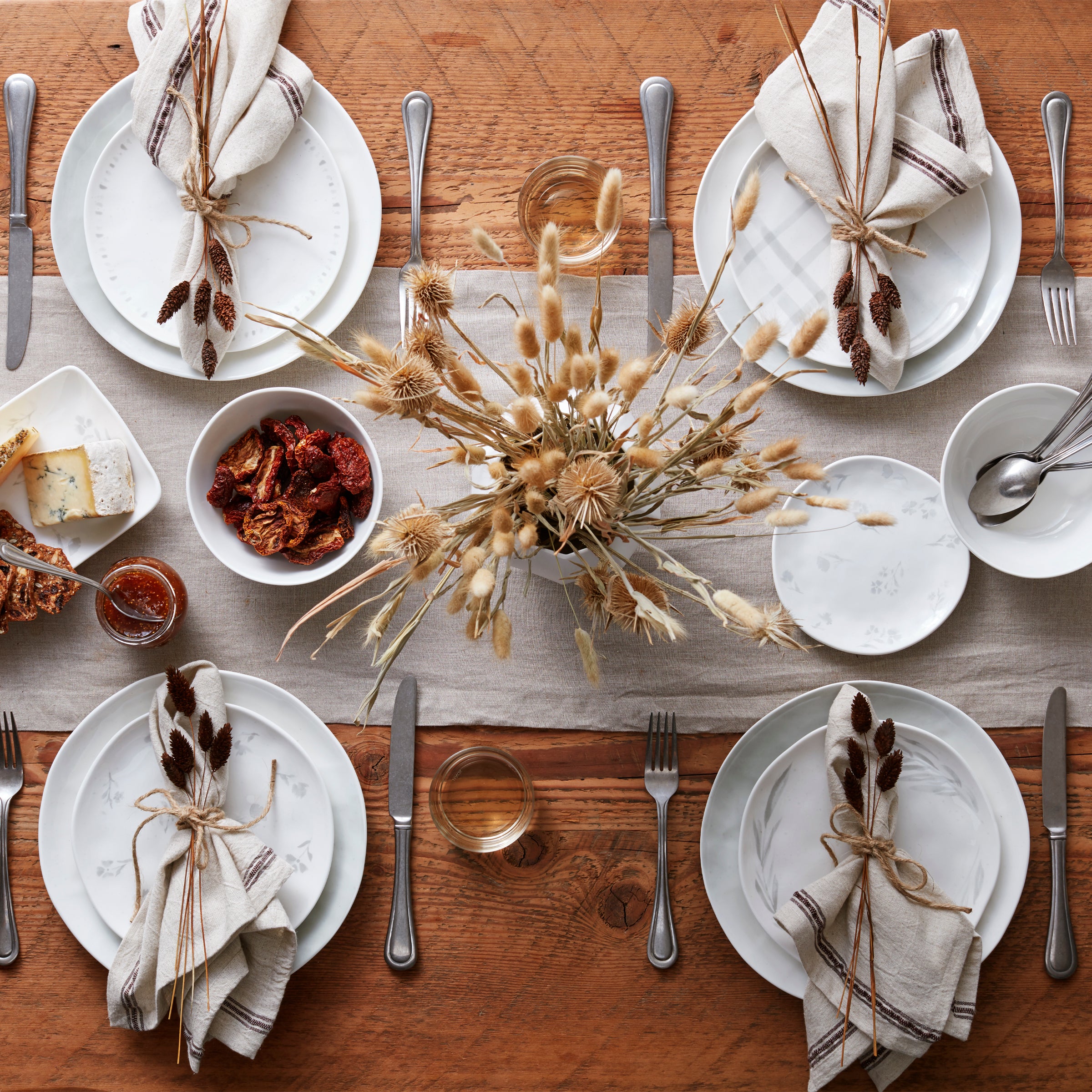 Oyster Bay 12-Piece Porcelain Dinnerware Set with Gray Accents