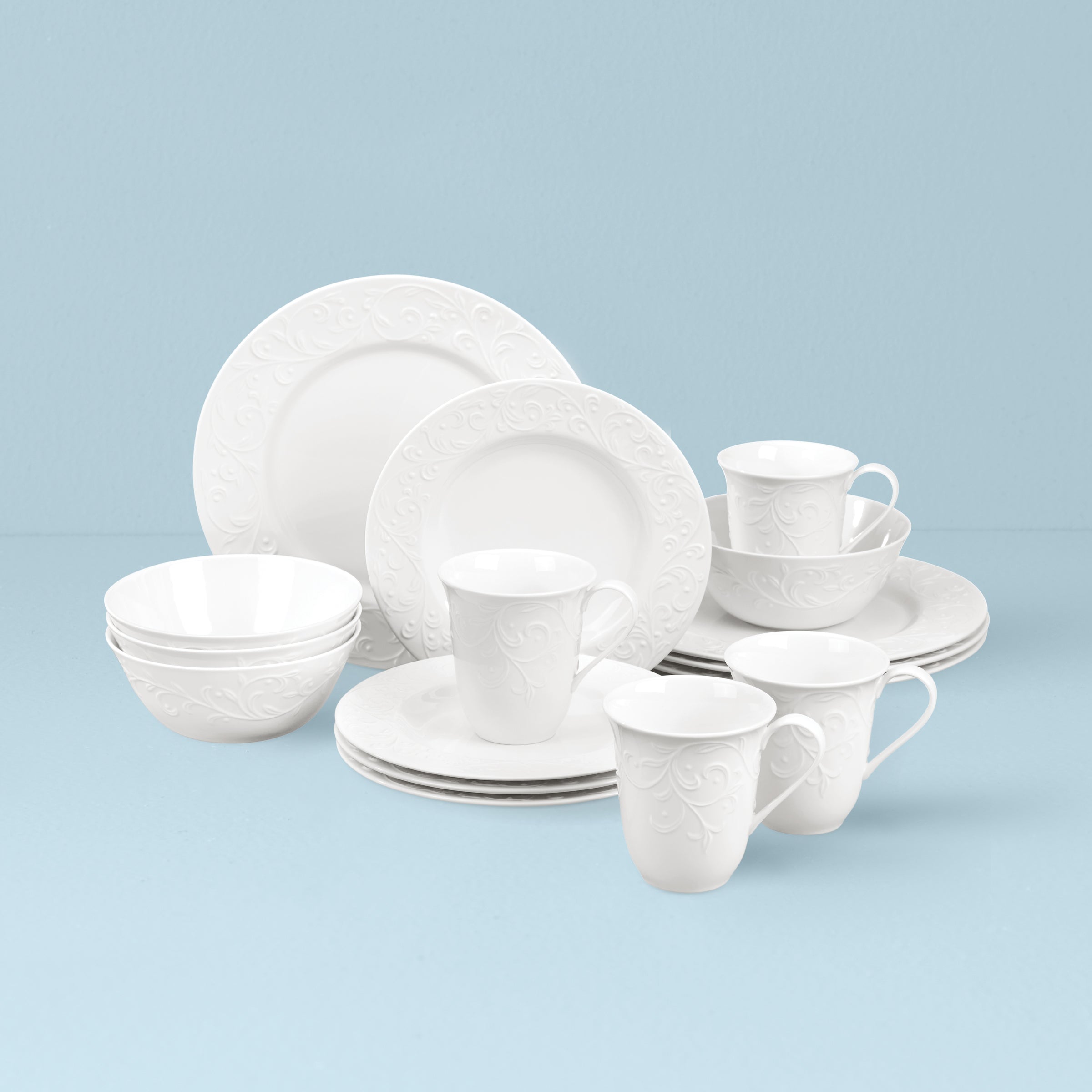 Opal Innocence Carved 16-Piece Dinnerware Set - Chip-Resistant & Dishwasher Safe