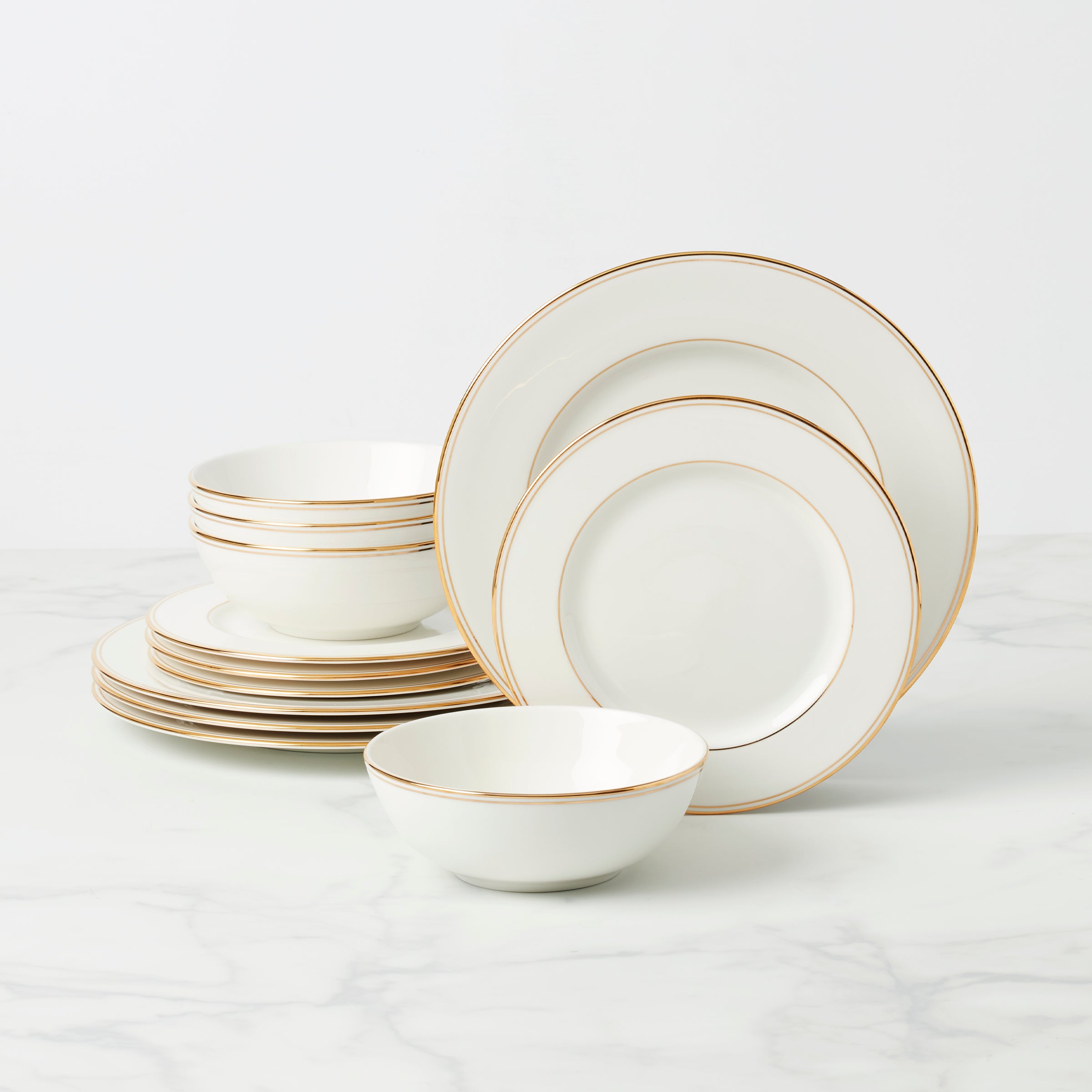 Federal Gold Porcelain Dinnerware Set - 12-Piece Elegant Tableware