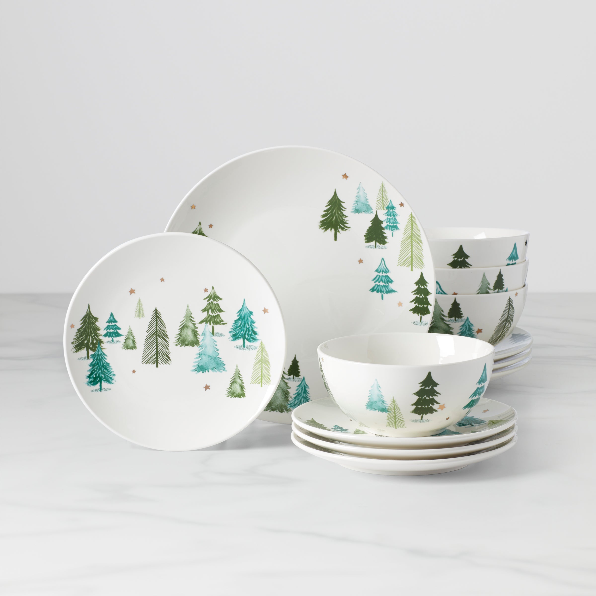 Balsam Lane Winter Scene Porcelain Dinnerware Set for 4