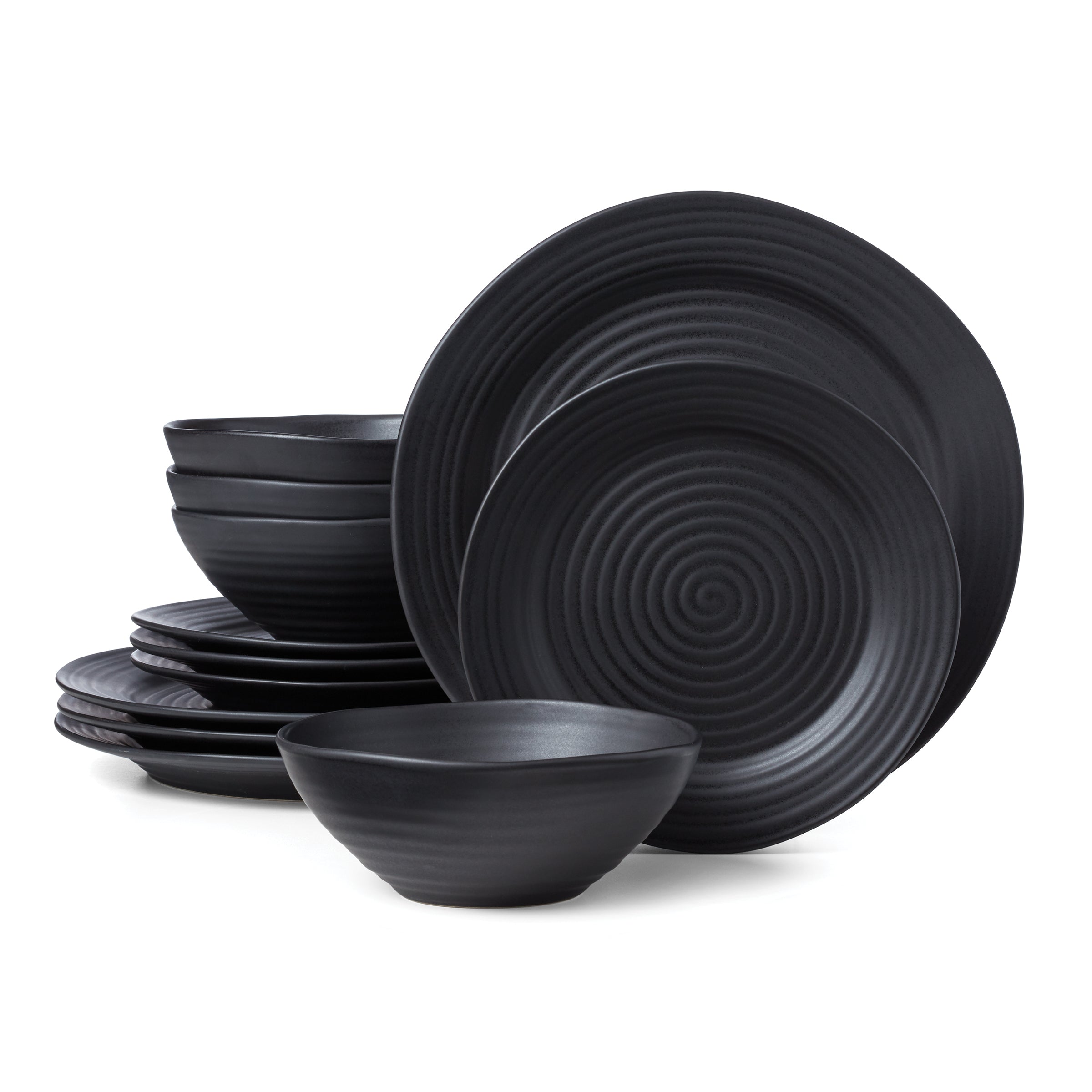 Oneida Ridge 12-Piece Dinnerware Set - Artisan-Designed Everyday Plates & Bowls