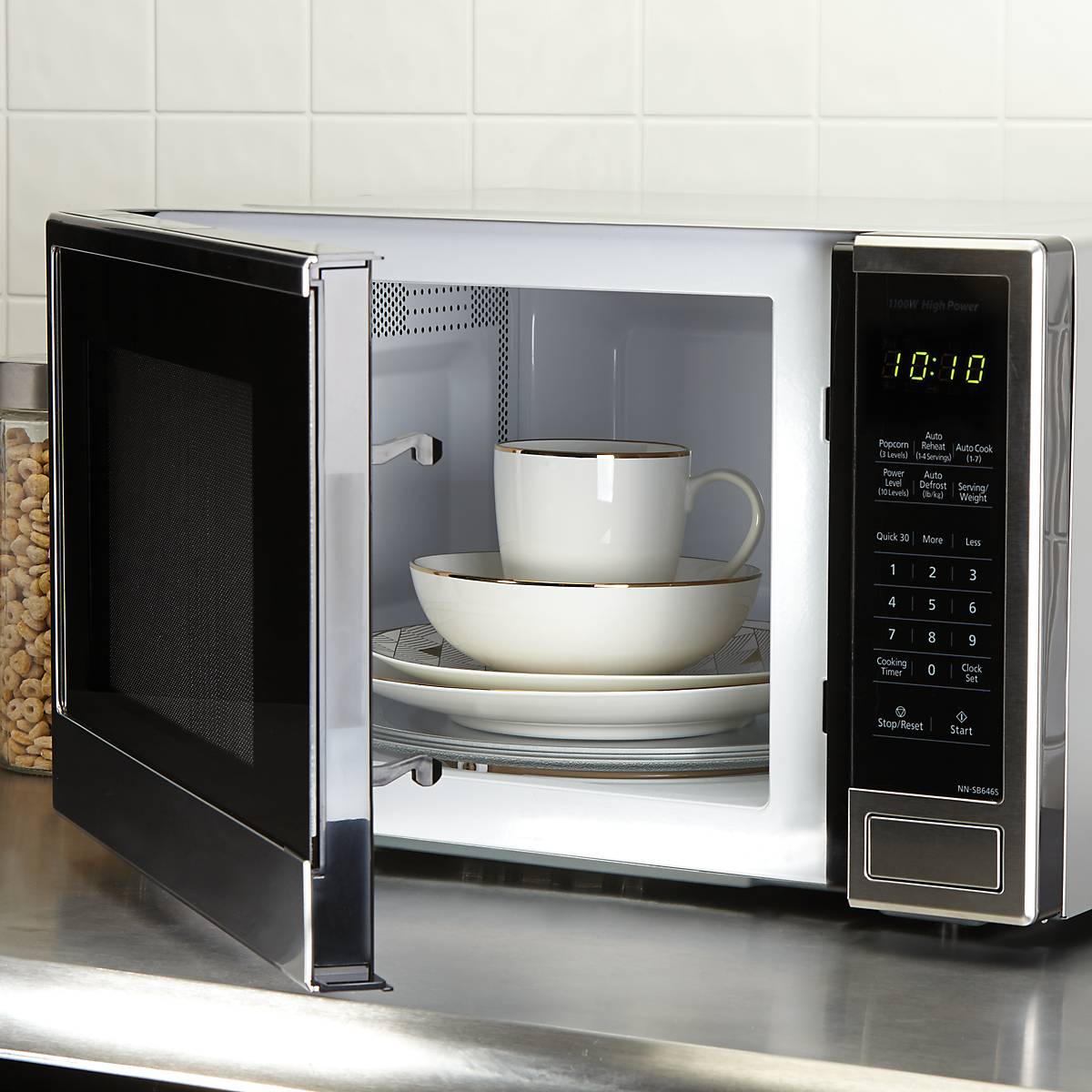 Trianna 12-Piece White Dinnerware Set with Gold Accents - Microwave & Dishwasher Safe