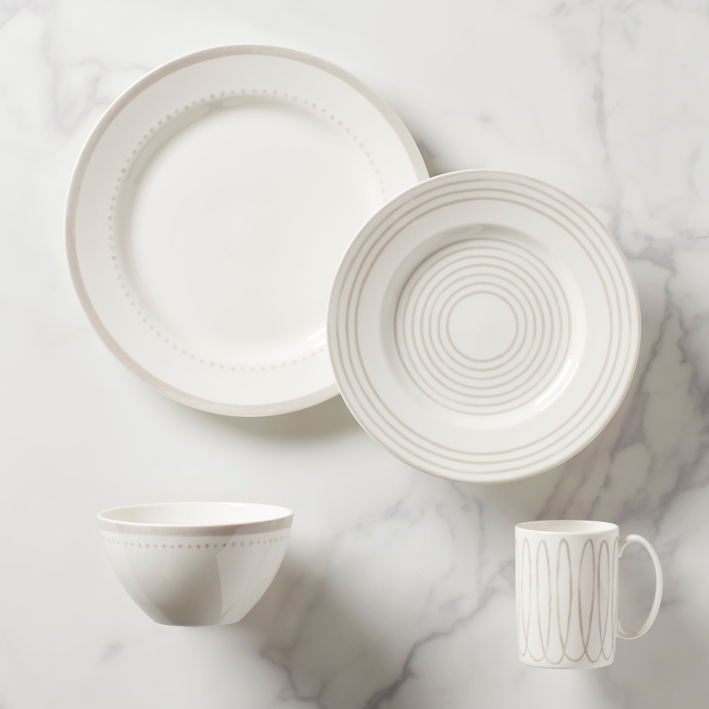 Charlotte Street Grey West Porcelain Dinnerware Set - 4-Piece Place Setting