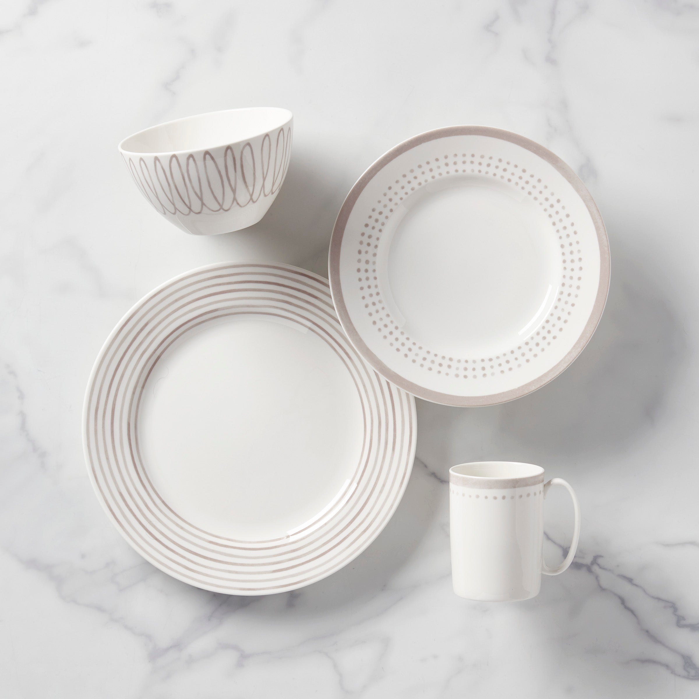 Charlotte Street Grey East 4-Piece Porcelain Dinnerware Set