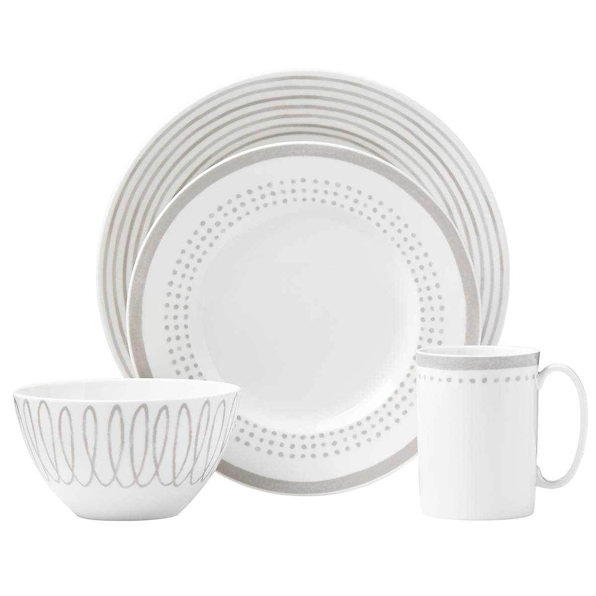 Charlotte Street Grey East 4-Piece Porcelain Dinnerware Set