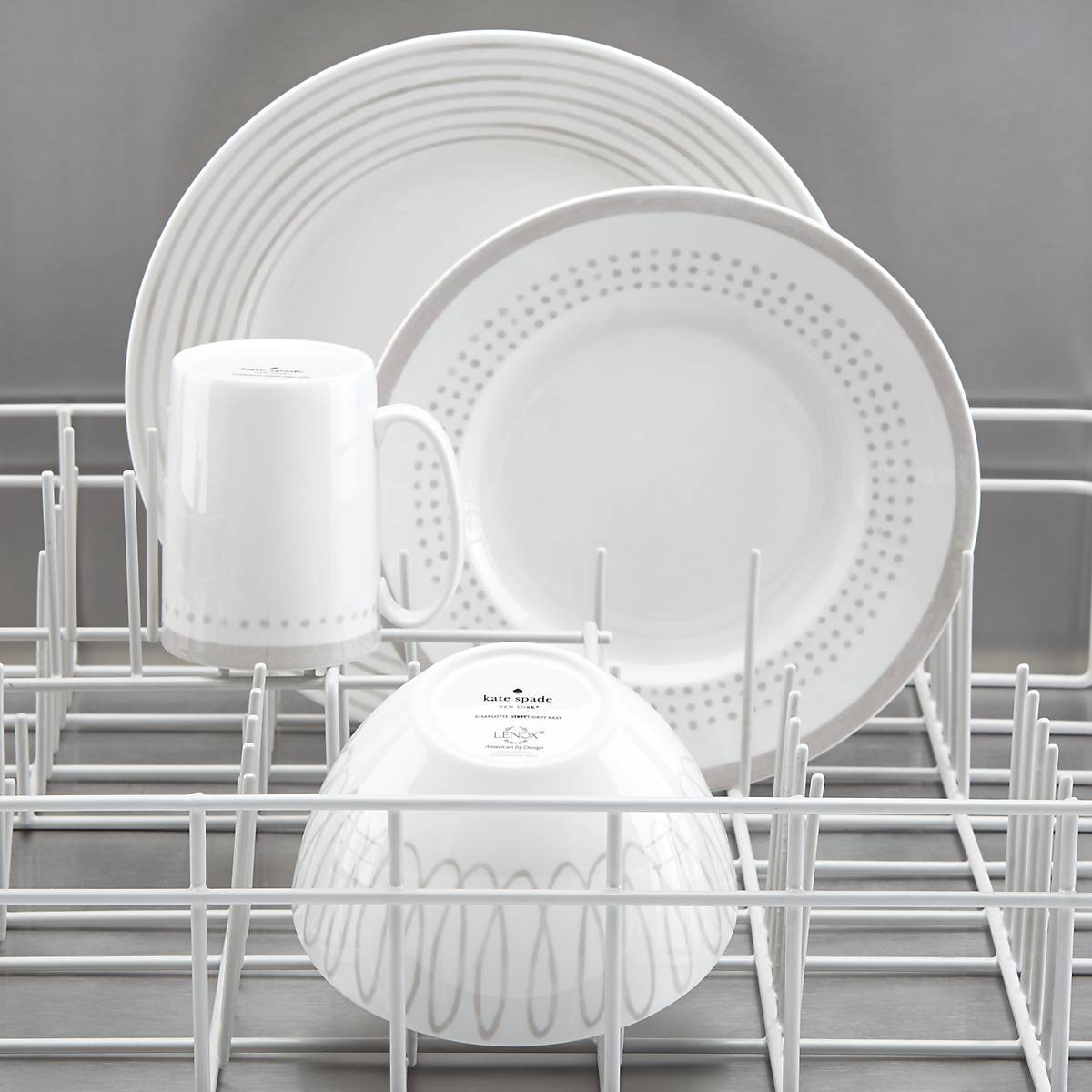 Charlotte Street Grey East 4-Piece Porcelain Dinnerware Set
