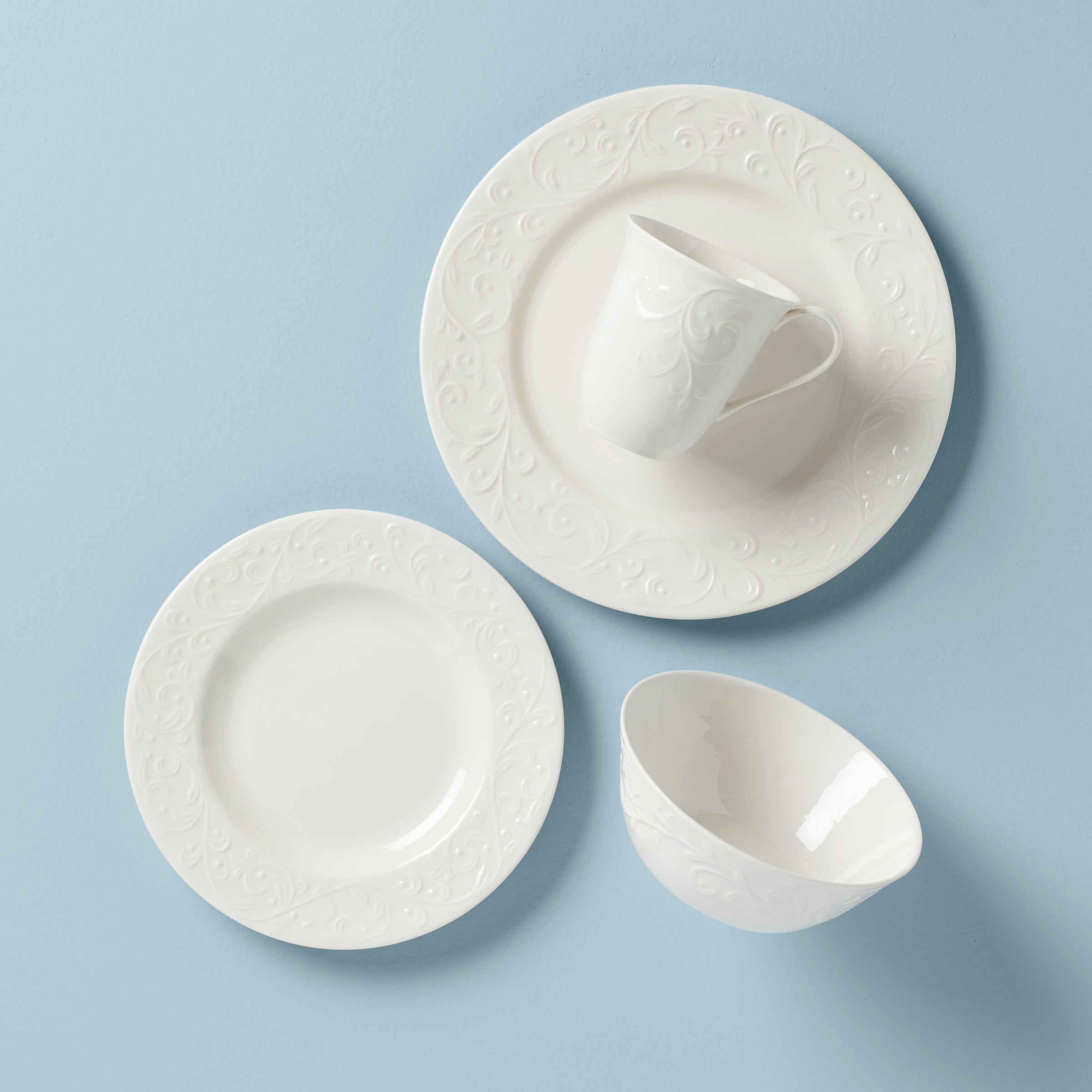 Opal Innocence Carved Porcelain Dinnerware Set - 4-Piece Place Setting