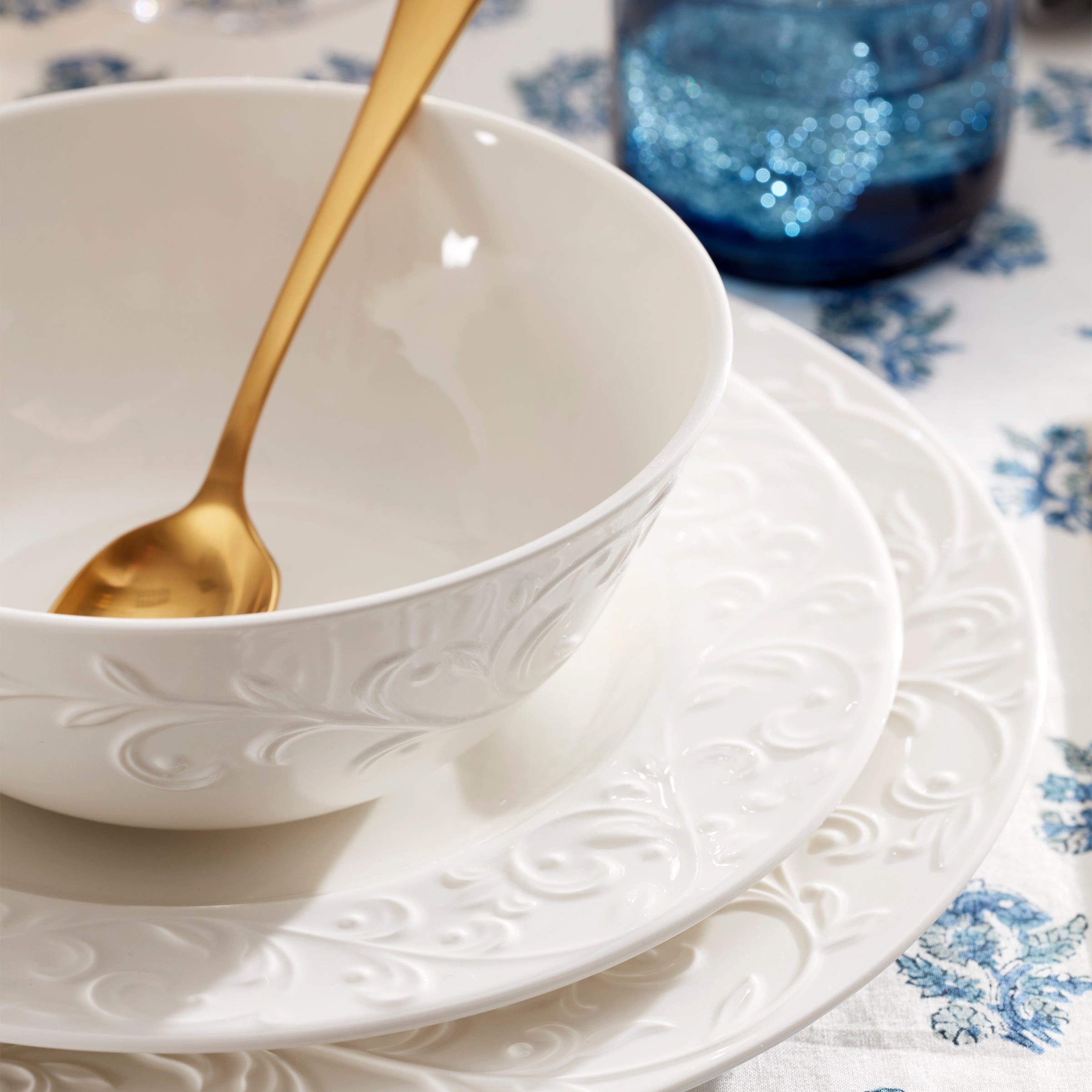 Opal Innocence Carved Porcelain Dinnerware Set - 4-Piece Place Setting