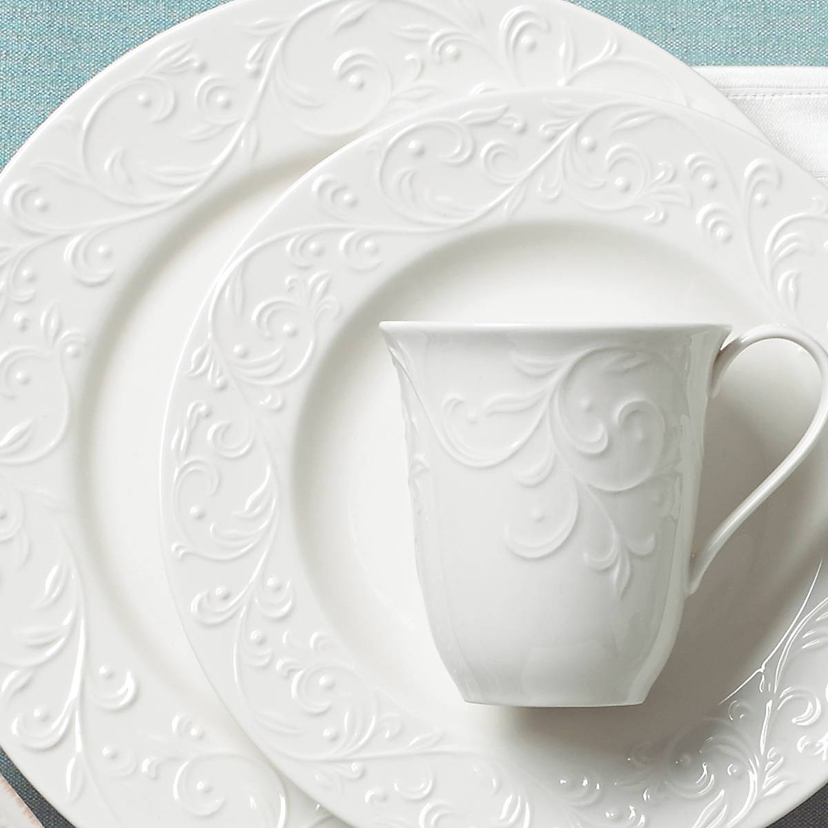 Opal Innocence Carved Porcelain Dinnerware Set - 4-Piece Place Setting