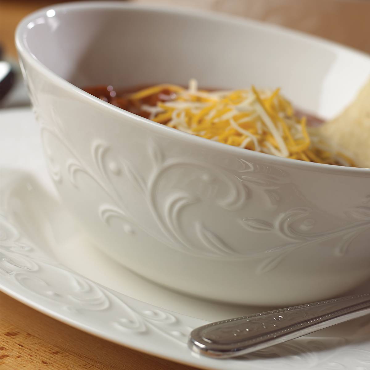 Opal Innocence Carved Porcelain Dinnerware Set - 4-Piece Place Setting
