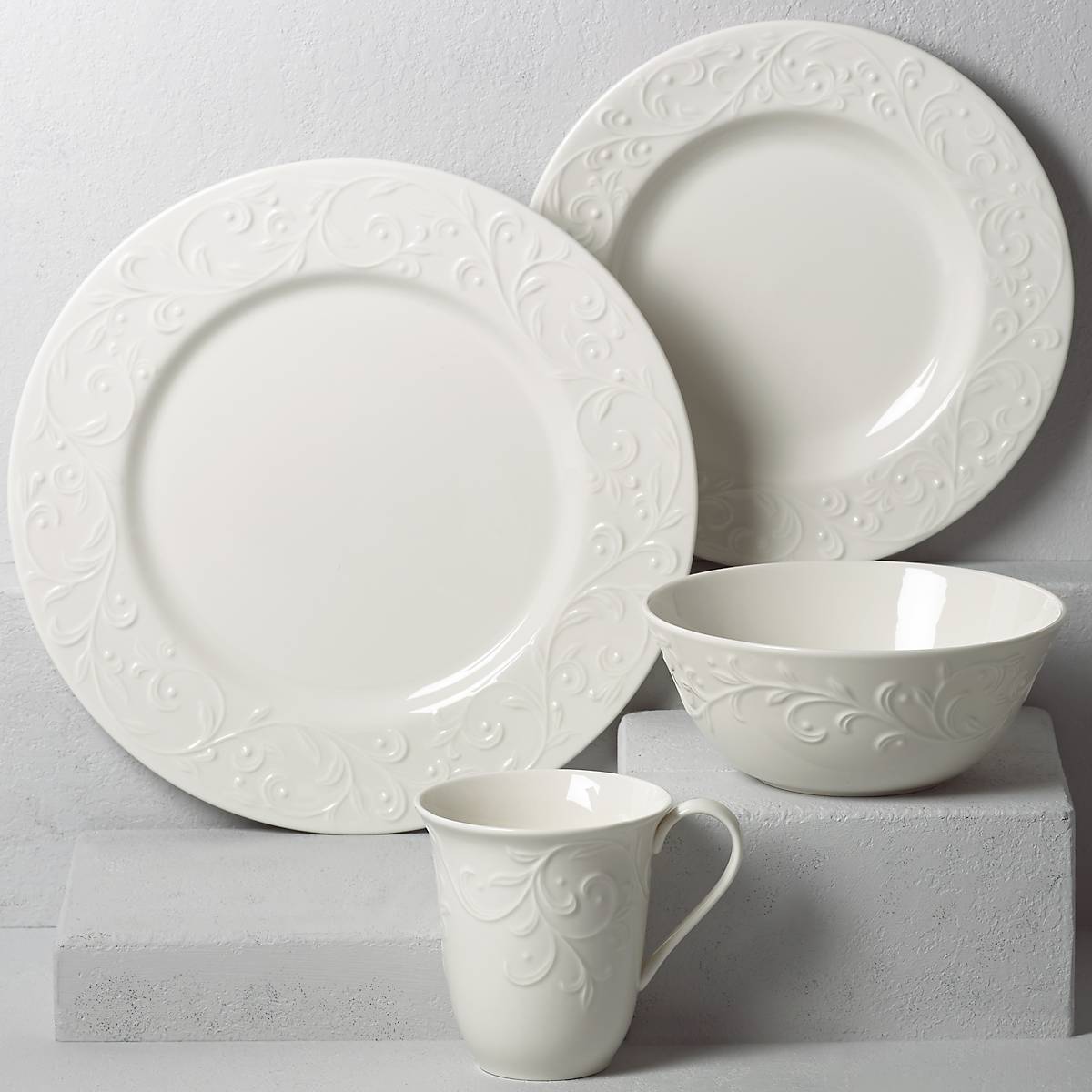 Opal Innocence Carved Porcelain Dinnerware Set - 4-Piece Place Setting