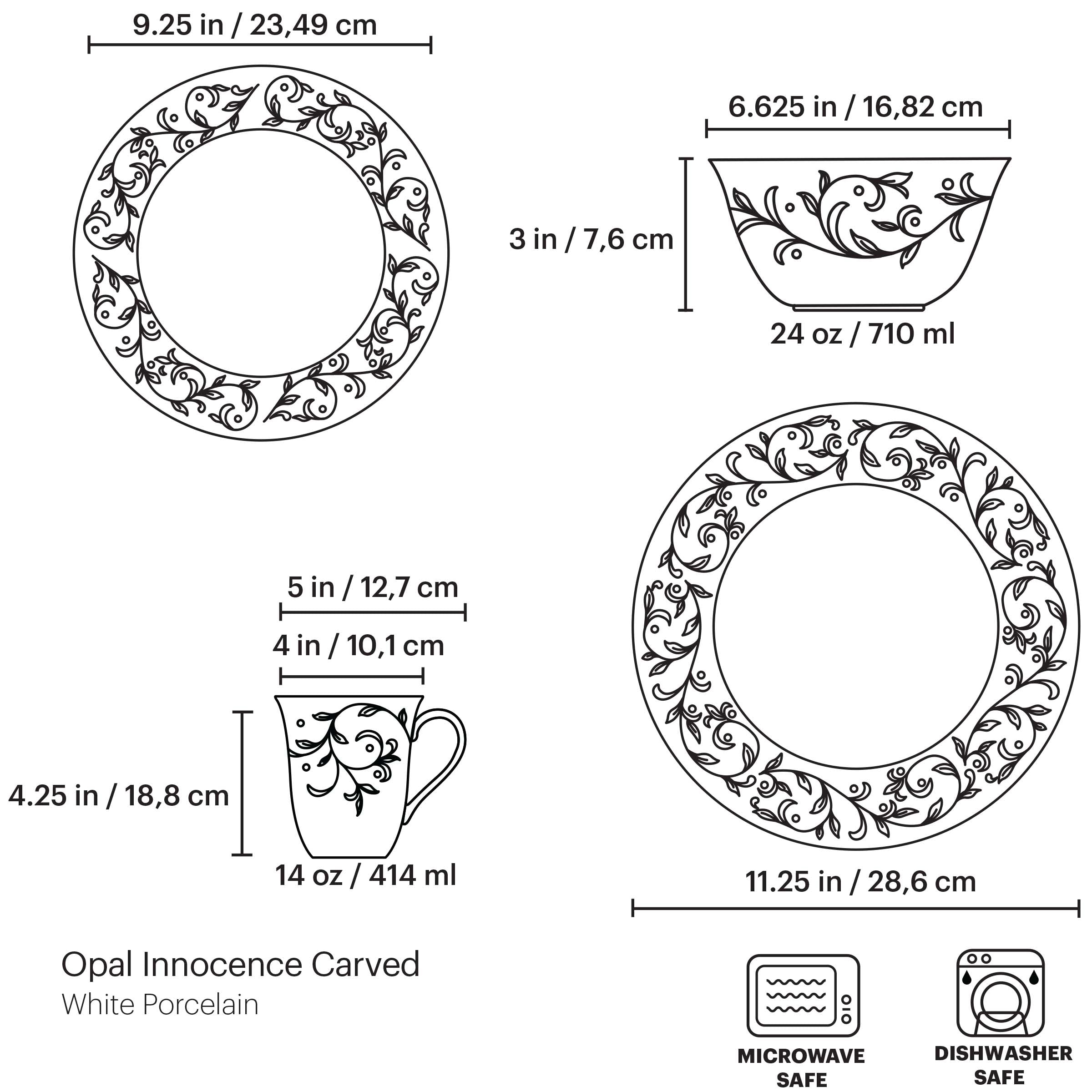 Opal Innocence Carved Porcelain Dinnerware Set - 4-Piece Place Setting