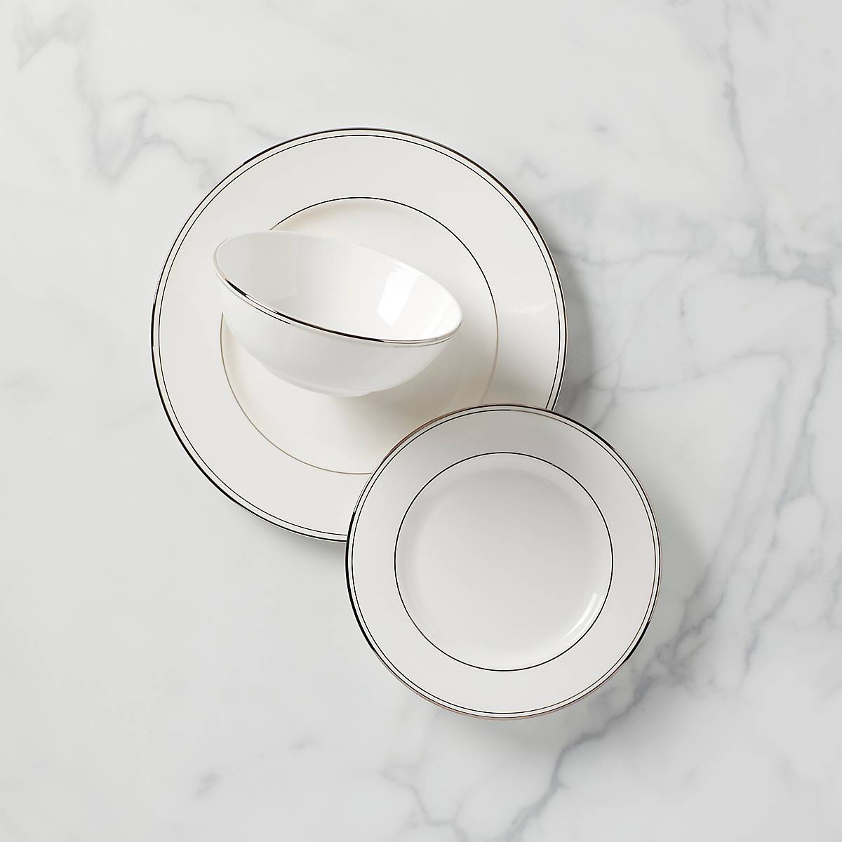 Federal Platinum Porcelain Dinnerware Set - 3-Piece Place Setting