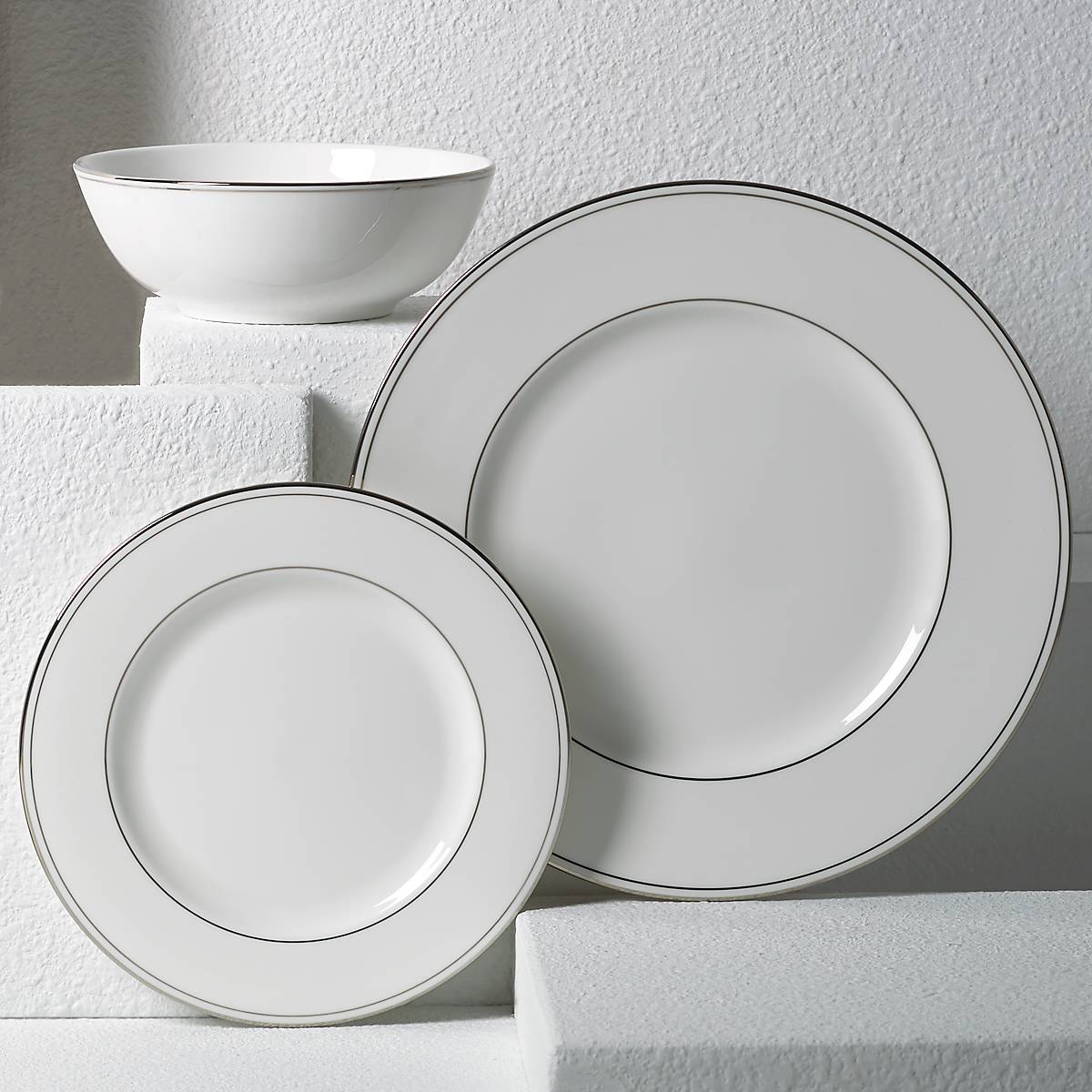 Federal Platinum Porcelain Dinnerware Set - 3-Piece Place Setting