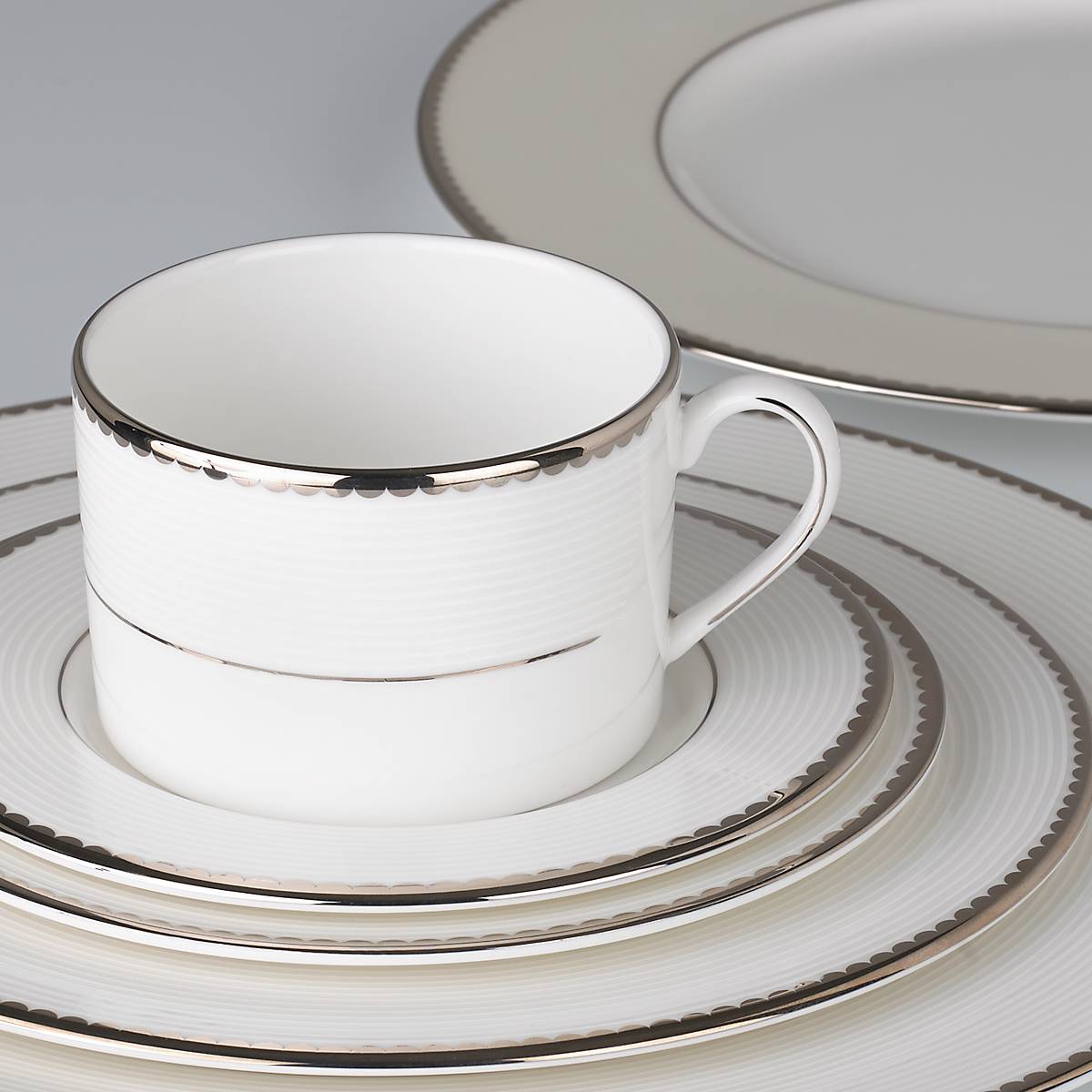 Sugar Pointe Bone China 5-Piece Place Setting with Platinum Accents