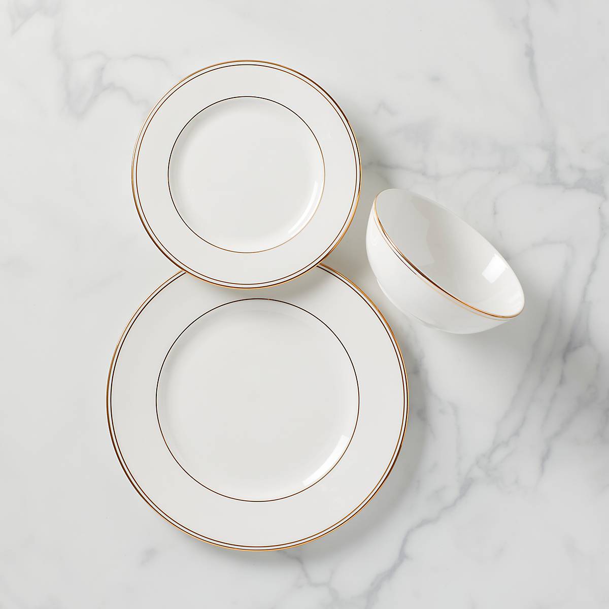 Federal Gold 24K Gold Accent Porcelain Dinnerware Set - 3-Piece
