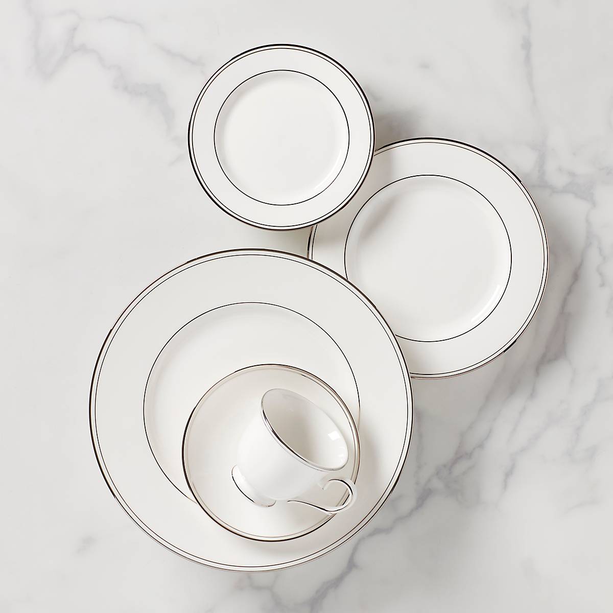 Federal Platinum Porcelain 5-Piece Place Setting with Dishwasher-Safe Design