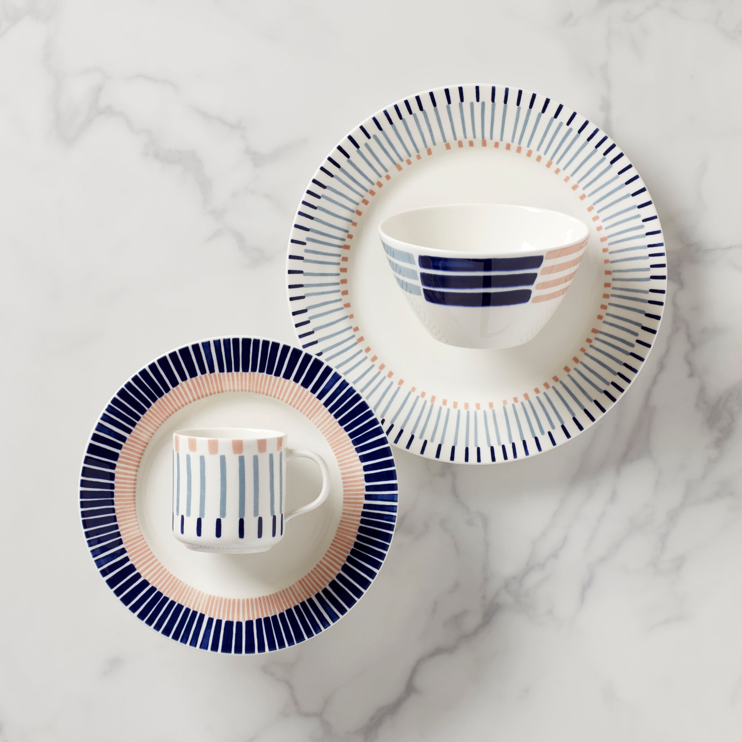 Kate Spade New York 4-Piece Dinnerware Set - Striped Porcelain Place Setting