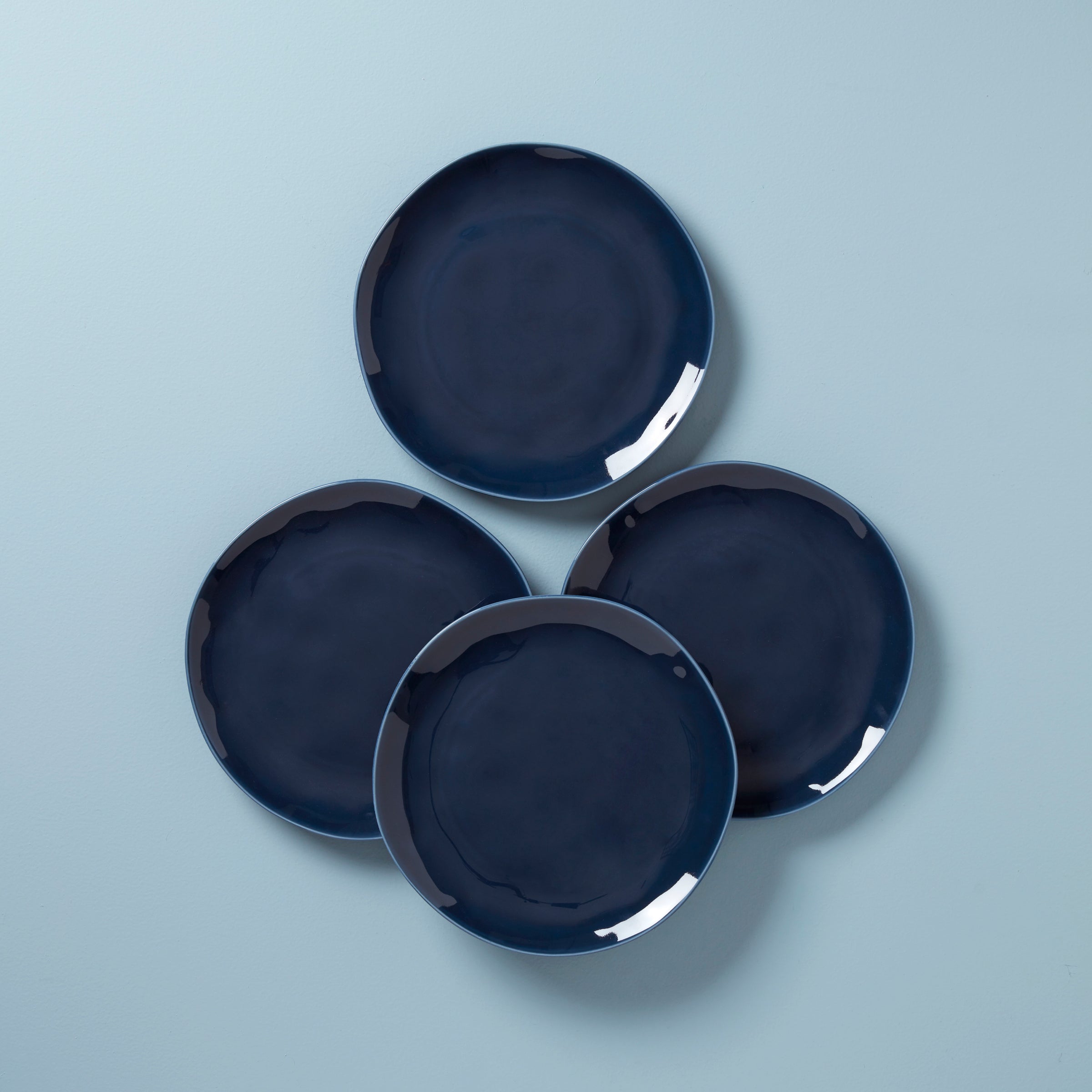 Blue Bay Dinner Plates Set of 4 - Classic Solid Color, Dishwasher Safe