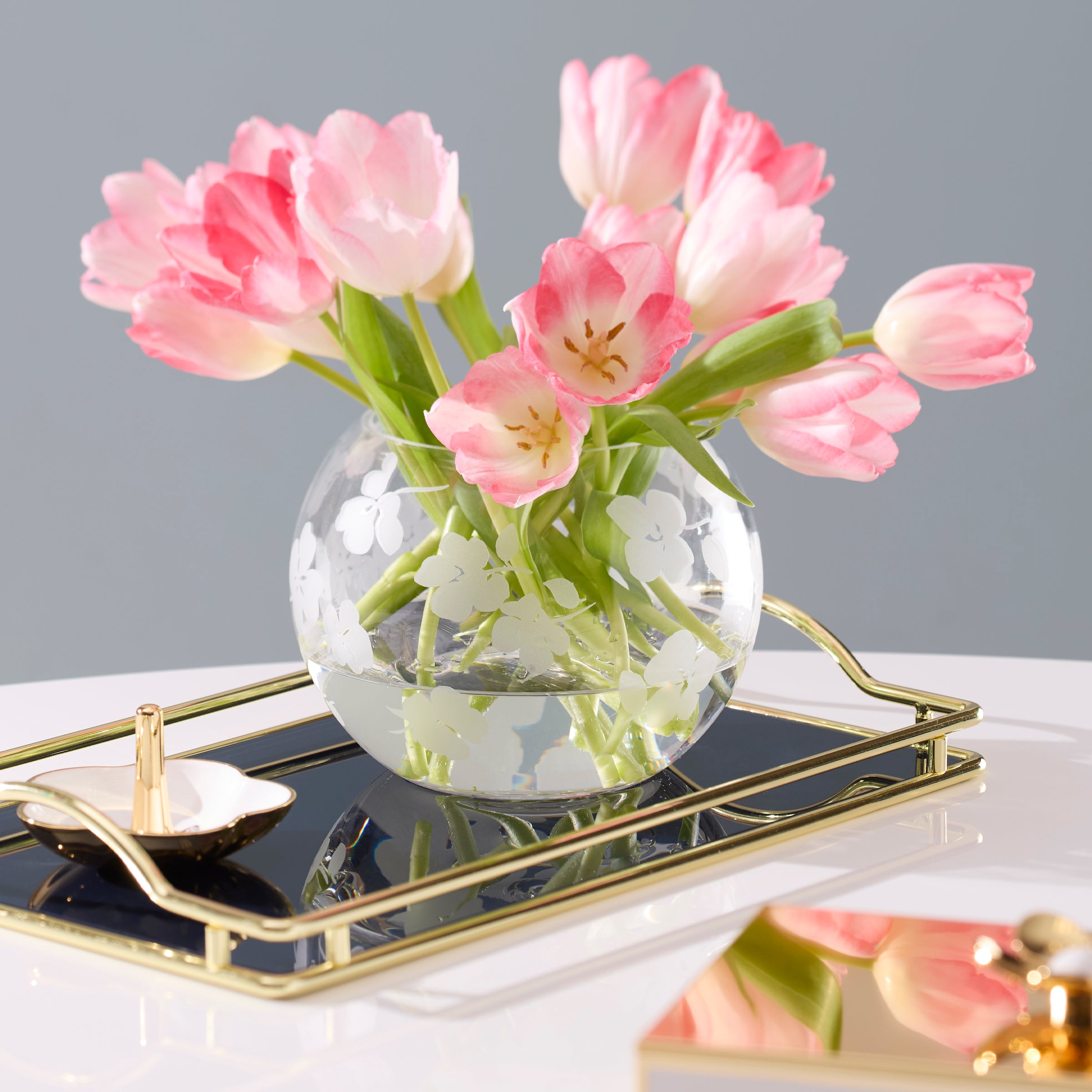 Kate Spade Spring Pansies Glass Rose Bowl - Petite Floral Vase