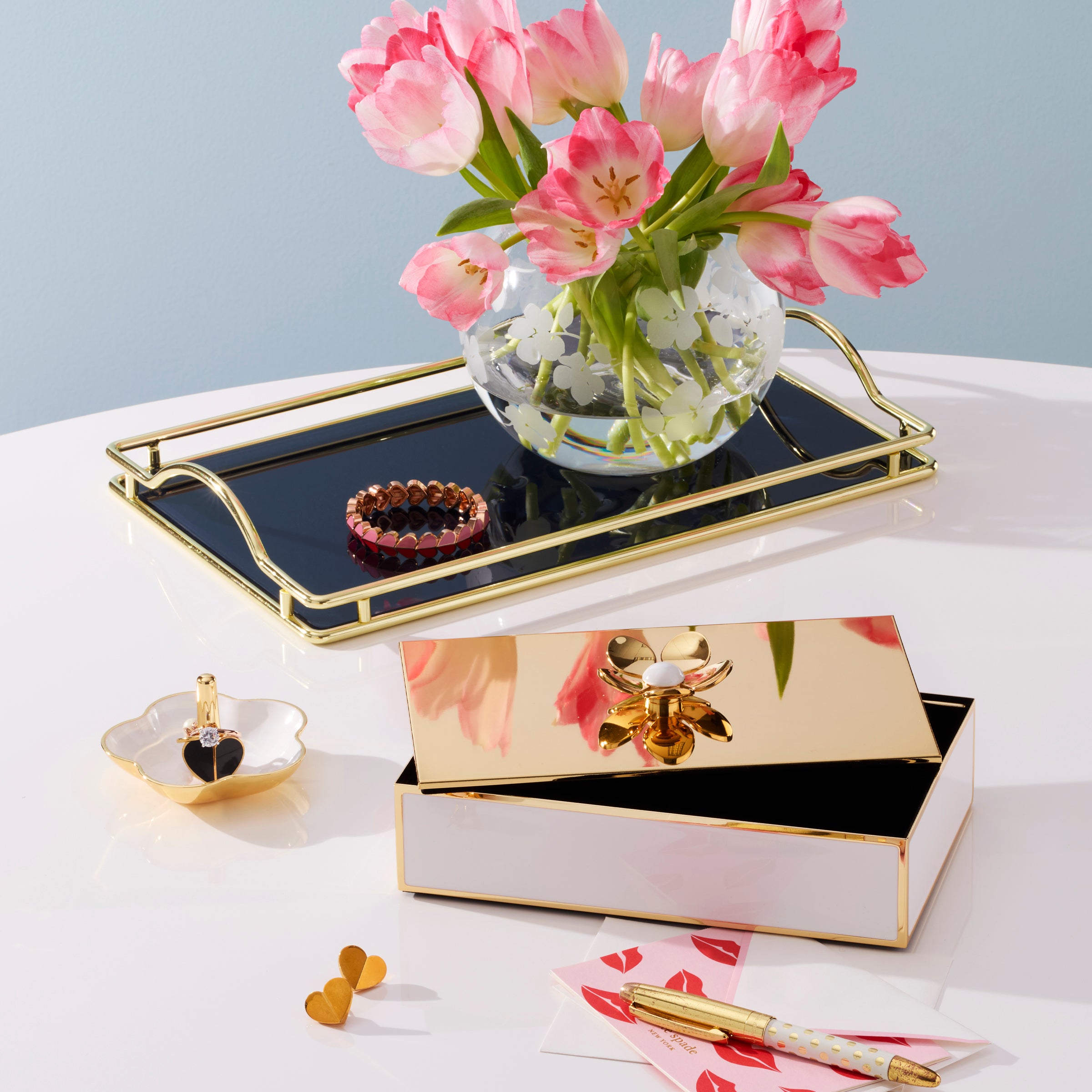 Kate Spade Spring Pansies Glass Rose Bowl - Petite Floral Vase